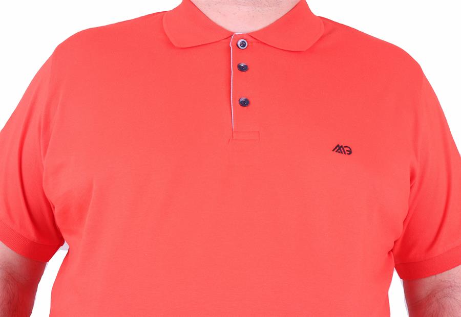 Mocgrande Büyük Beden Likralı Klasik Polo Tişört 11500 Nar Çiçeği