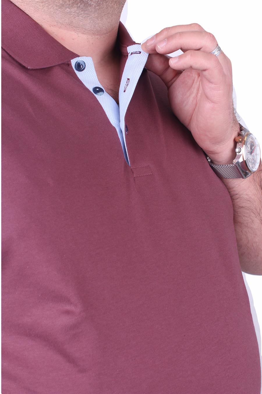 Mocgrande Büyük Beden Likralı Klasik Polo Tişört 11500 Eflatun