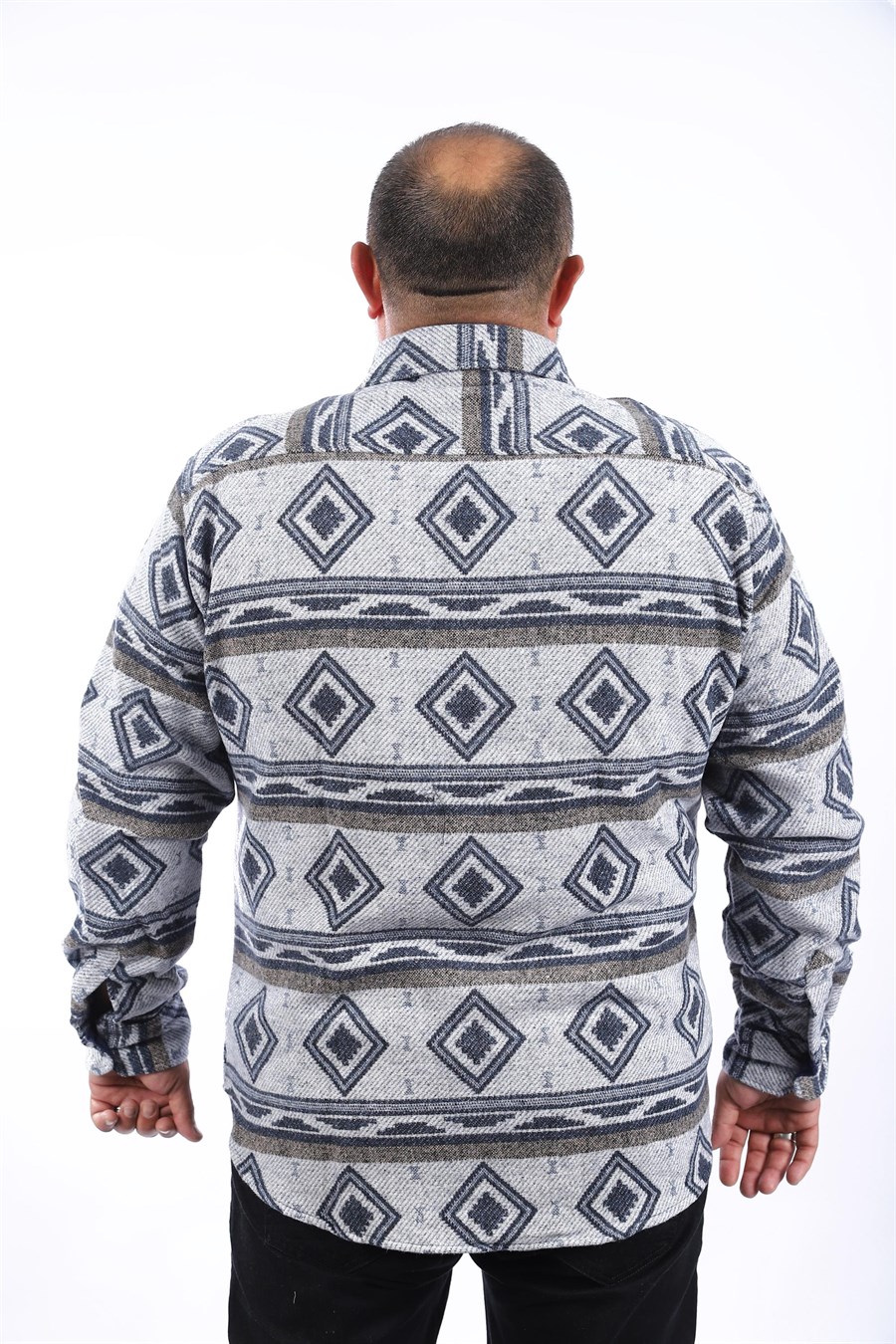 MocGrande Büyük Beden Oduncu Gömlek Gray Wolves 22213