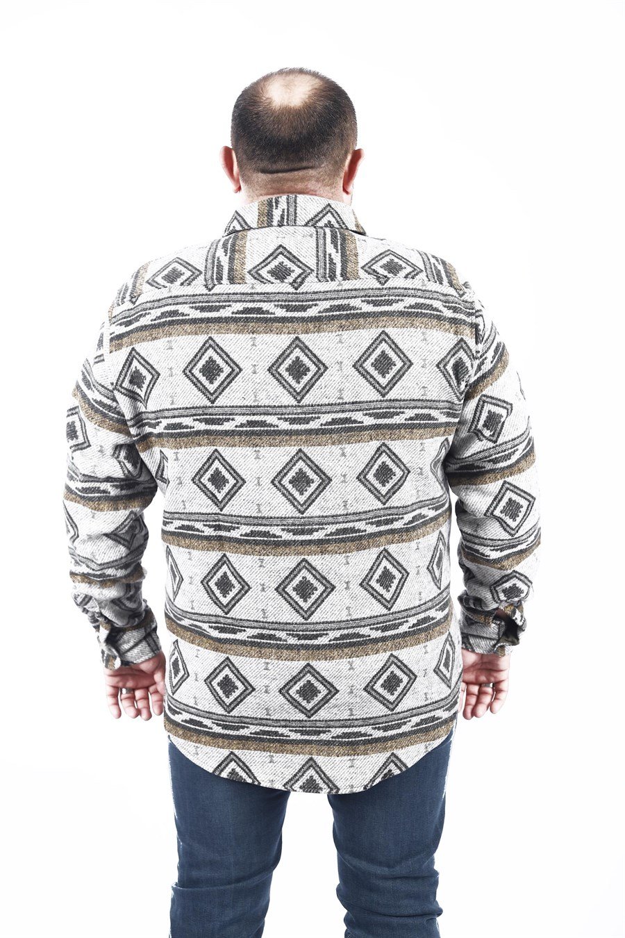 MocGrande Büyük Beden Oduncu Gömlek Gray Wolves 22213