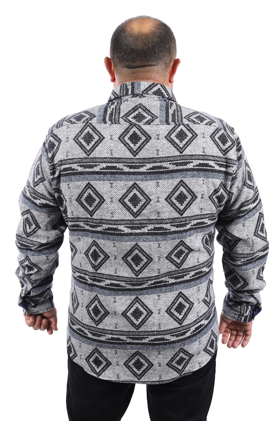 MocGrande Büyük Beden Oduncu Gömlek Gray Wolves 22213