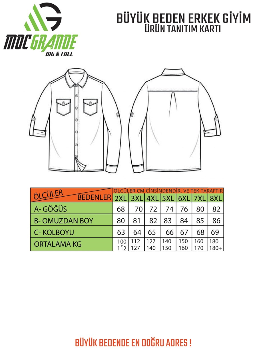 MocGrande Büyük Beden Oduncu Gömlek Gray Wolves 22213
