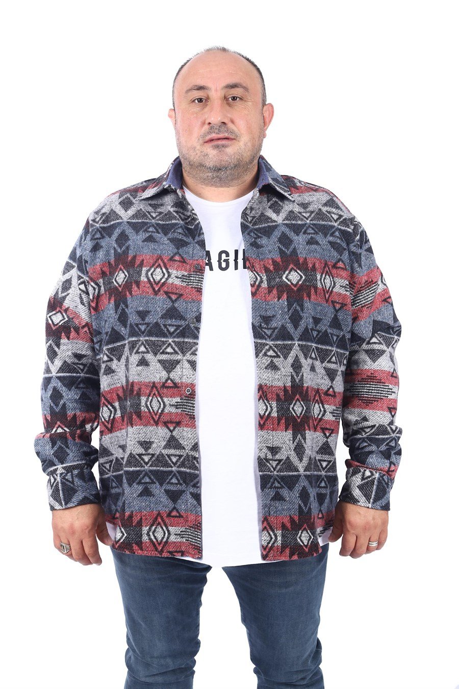 MocGrande Büyük Beden Oduncu Gömlek Red Apple 22210