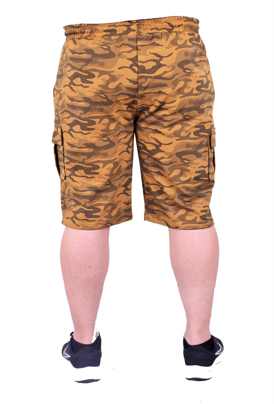 Mocgrande Büyük Beden Pastel Camouflage Likralı Erkek Penye Şort 23609 HARDAL