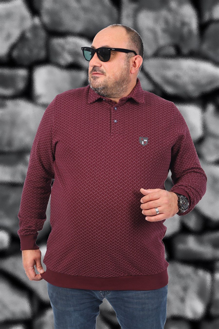 MocGrande Büyük Beden Polo Yaka Sweat İmpact MC 22717