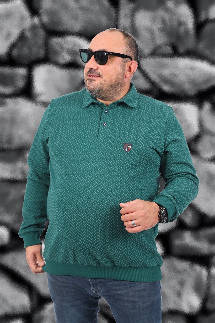 MocGrande Büyük Beden Polo Yaka Sweat İmpact MC 22717