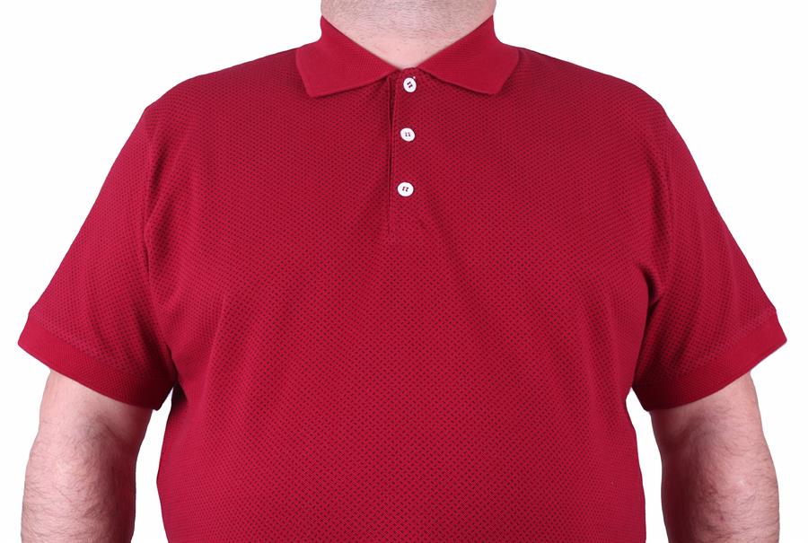 Mocgrande Büyük Beden Polo Yaka Tişört Çizgi Desen 23413 BORDO