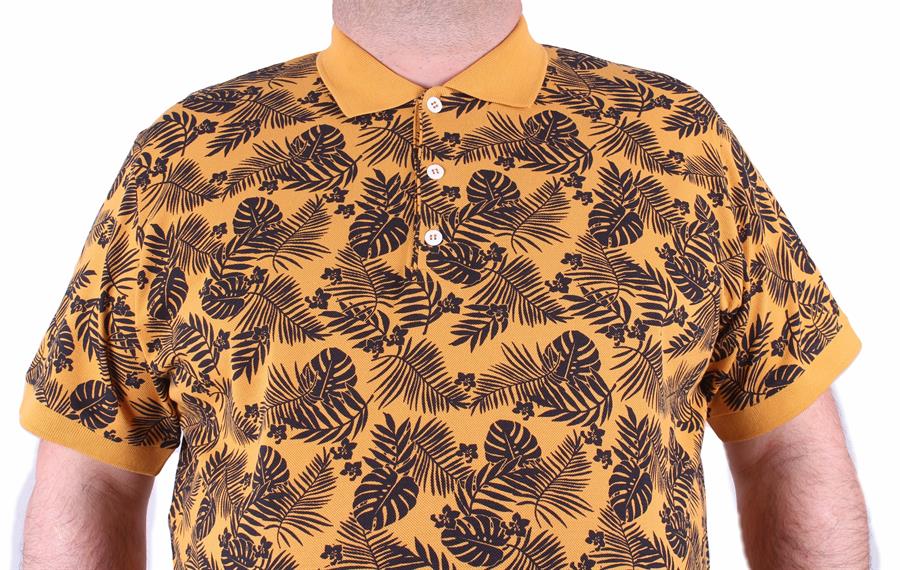 Mocgrande Büyük Beden Polo Yaka Tişört Hawai Desen 23412 HARDAL