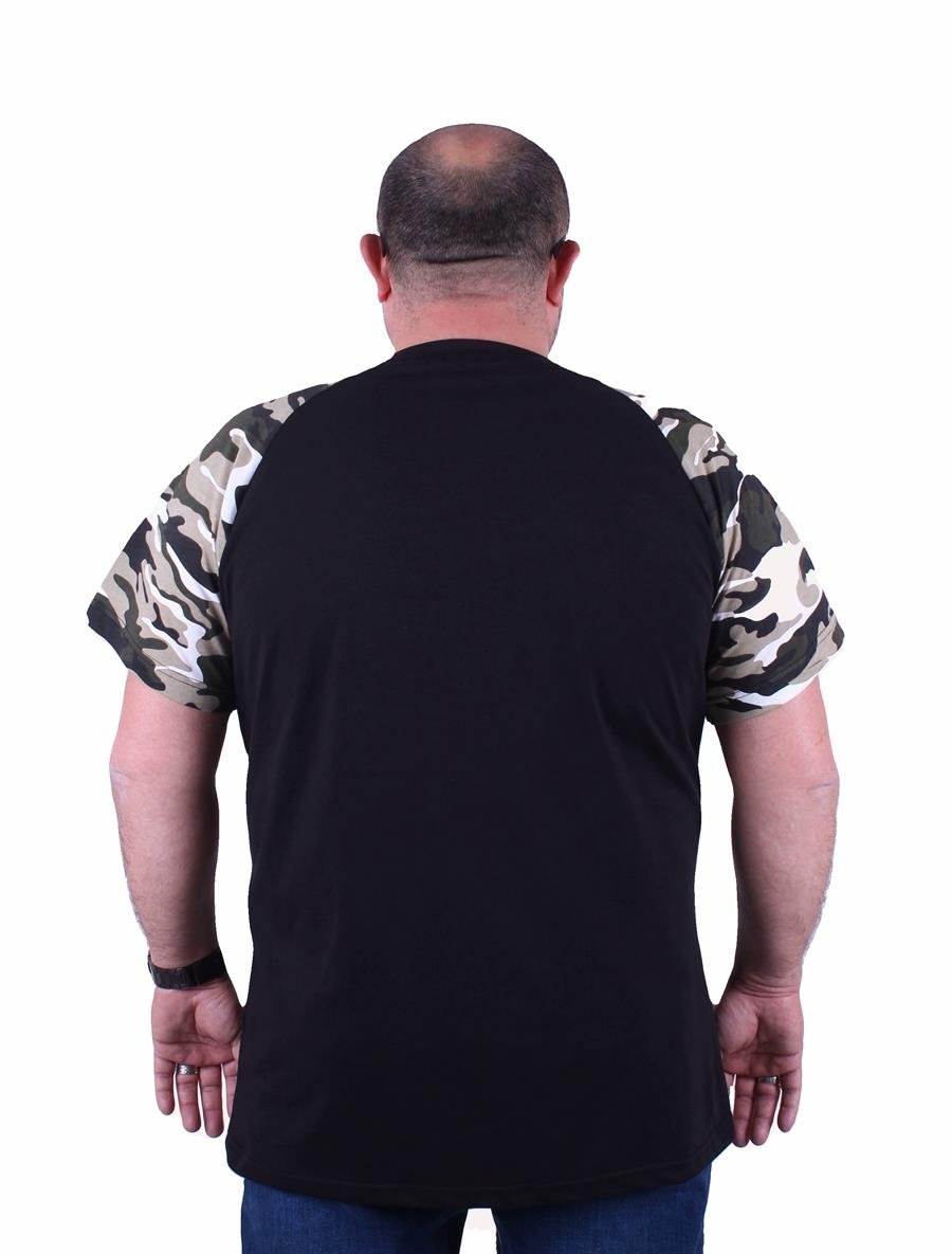 Mocgrande Büyük Beden Raglan Sleeve Camouflage Erkek Tişört 23146 HAKI