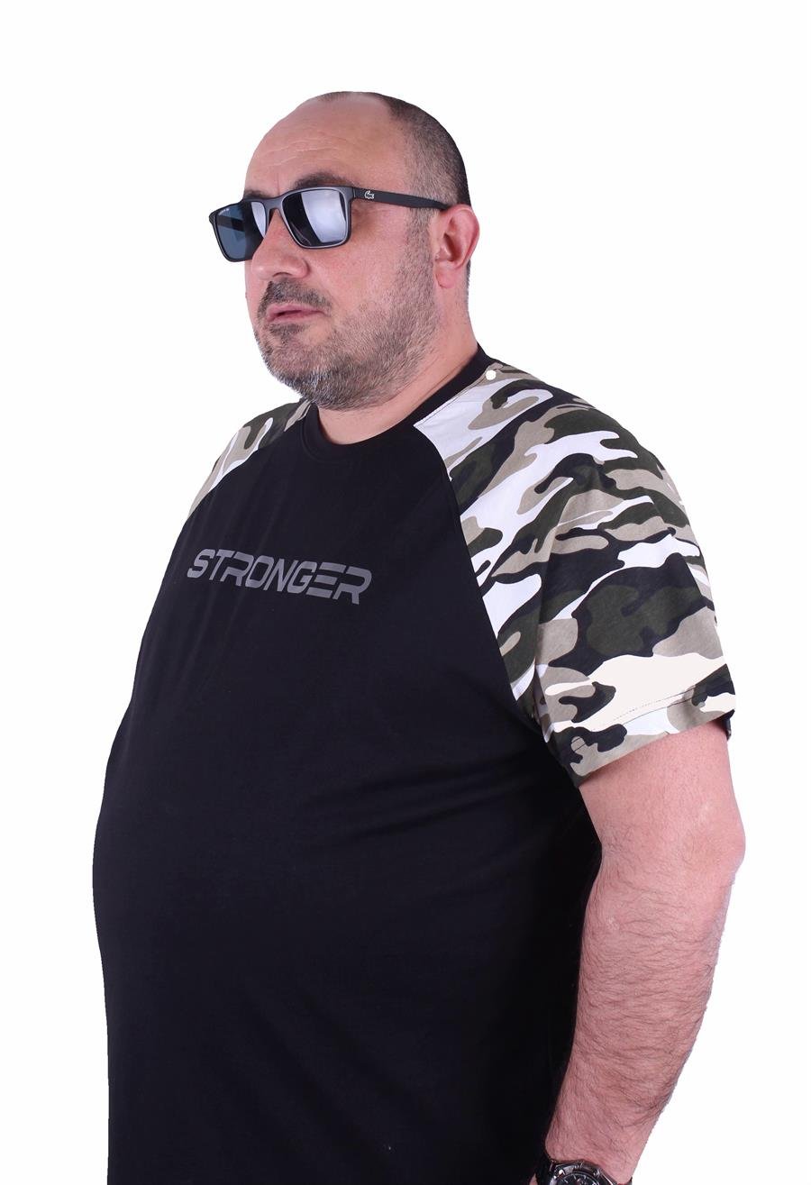 Mocgrande Büyük Beden Raglan Sleeve Camouflage Erkek Tişört 23146 HAKI