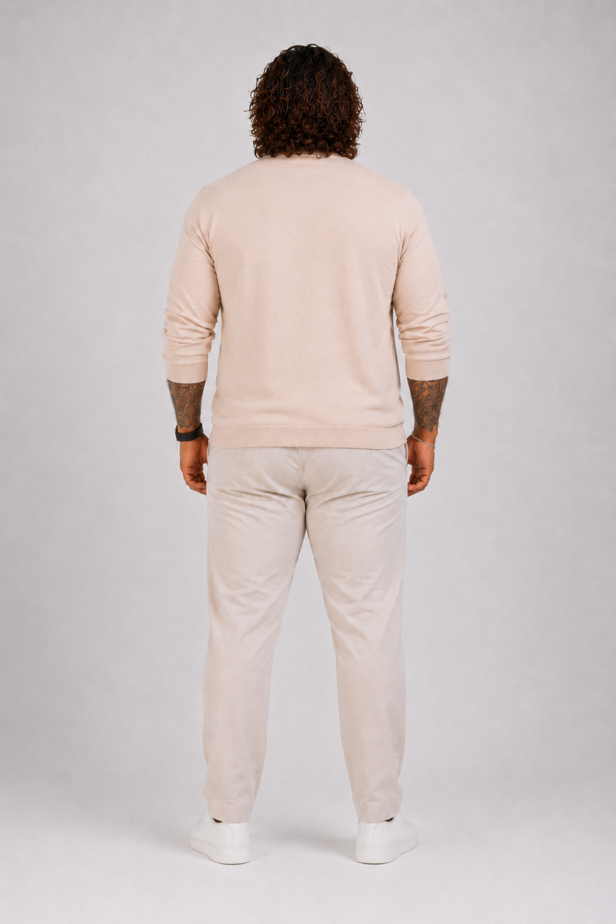 MocGrande Büyük Beden Selanik V Yaka Classic Sweat 23201 BEJ