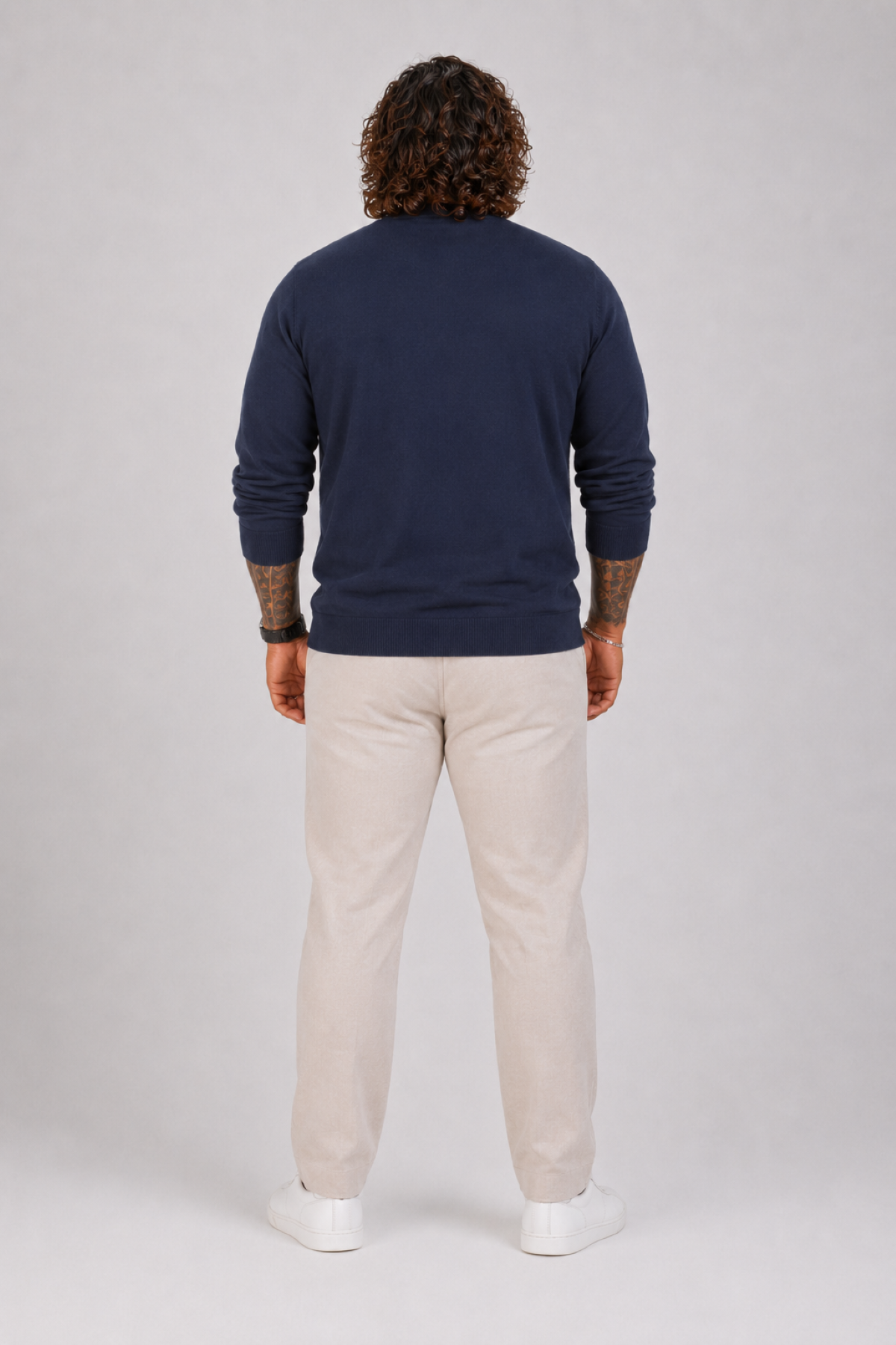 MocGrande Büyük Beden Selanik V Yaka Classic Sweat 23201 LACIVERT