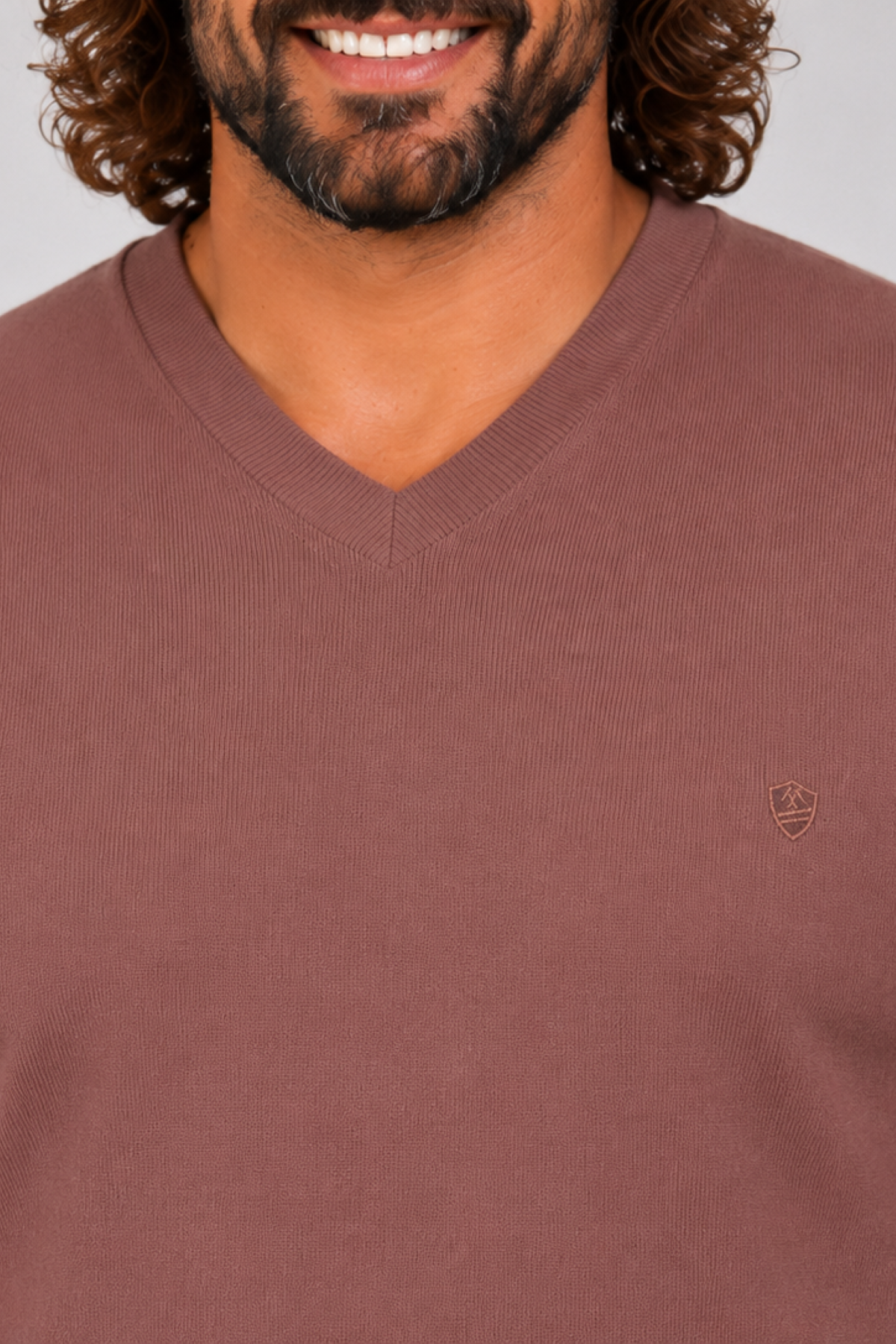 MocGrande Büyük Beden Selanik V Yaka Classic Sweat 23201 TABA