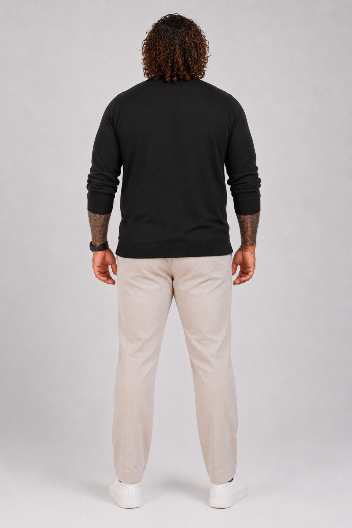 MocGrande Büyük Beden Selanik V Yaka Classic Sweat 23201 SIYAH