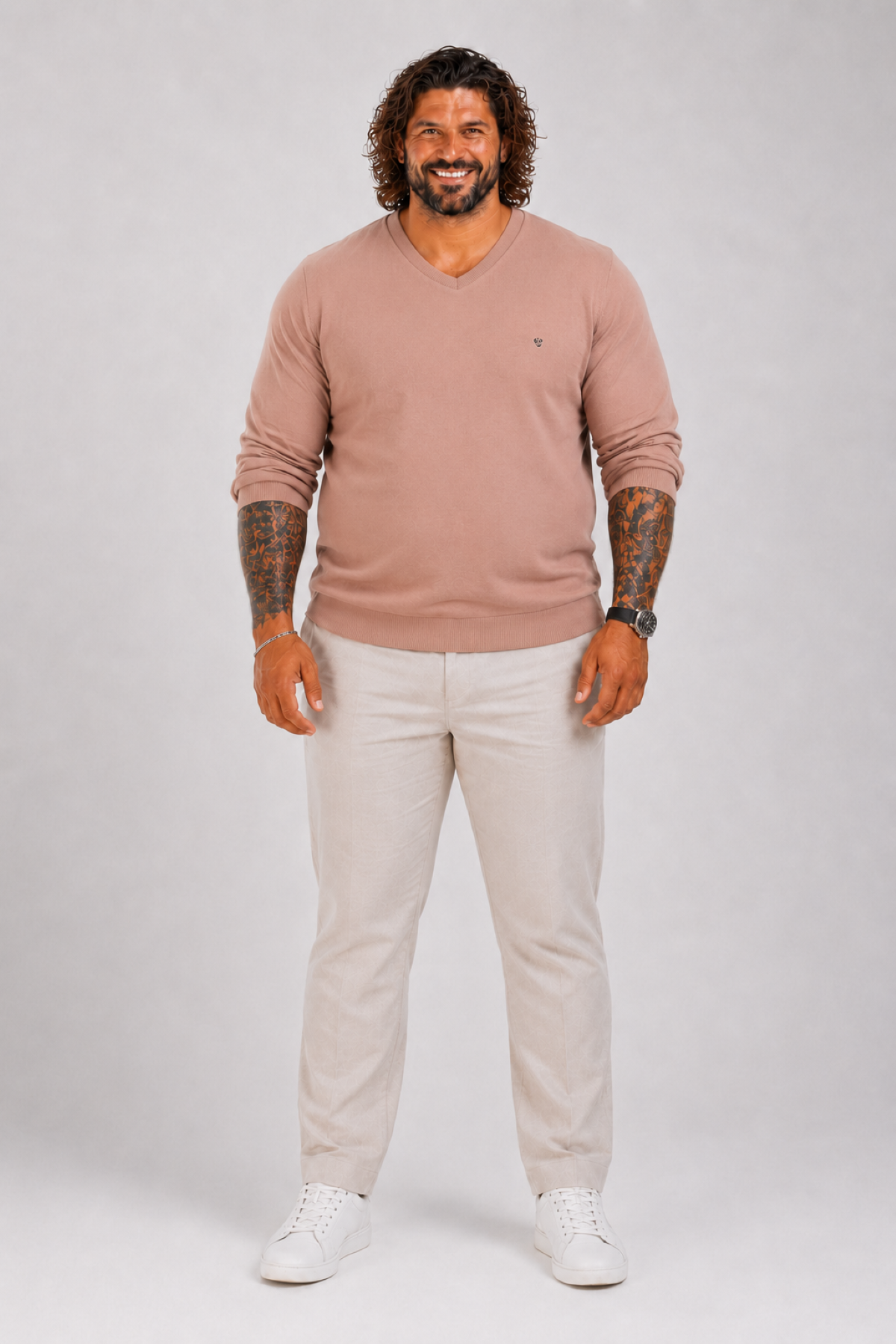 MocGrande Büyük Beden Selanik V Yaka Classic Sweat 23201 S.KAHVE