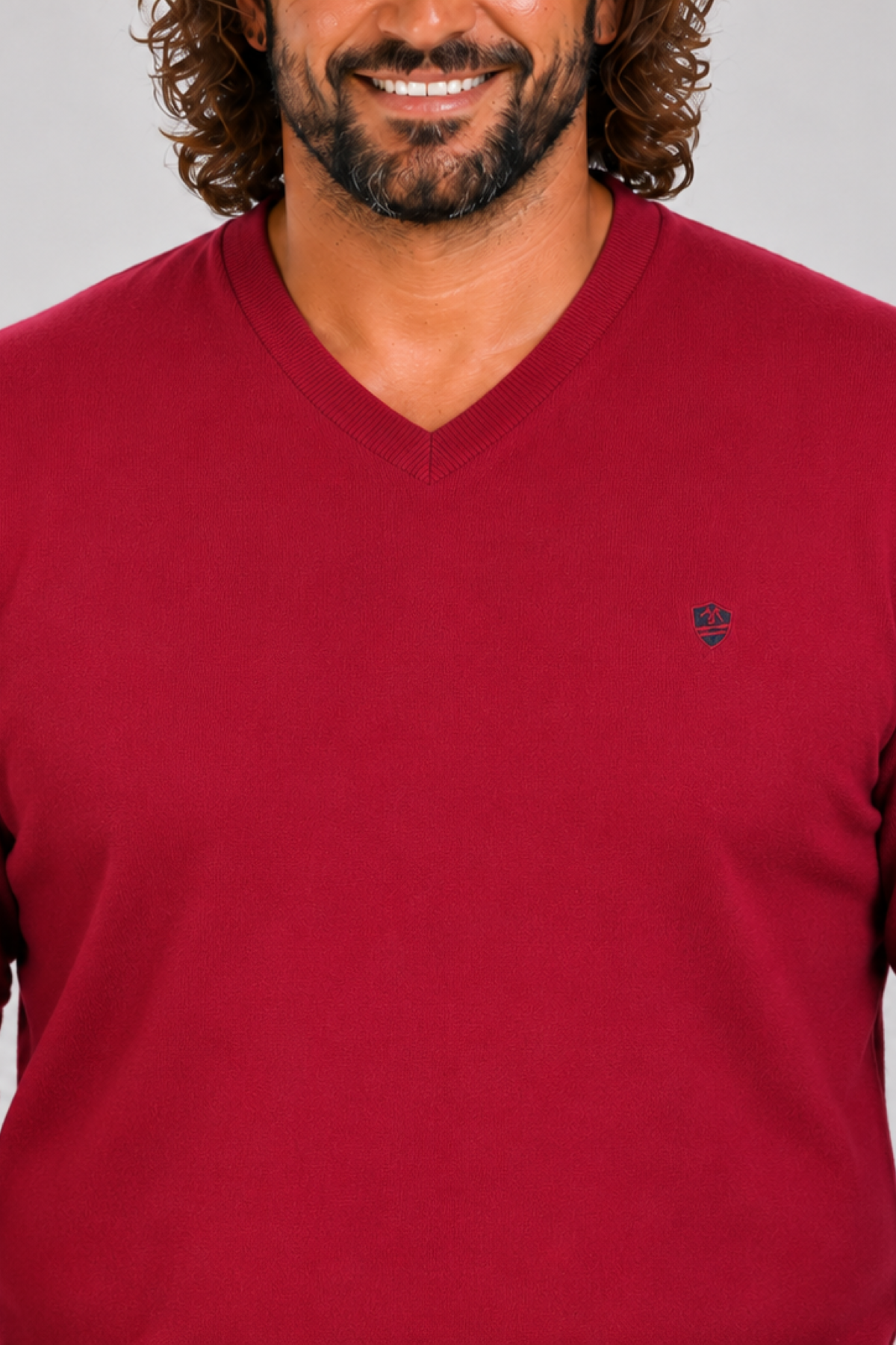 MocGrande Büyük Beden Selanik V Yaka Classic Sweat 23201 BORDO