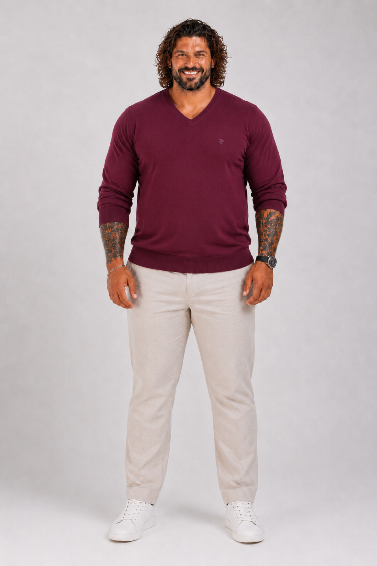 MocGrande Büyük Beden Selanik V Yaka Classic Sweat 23201 MURDUM