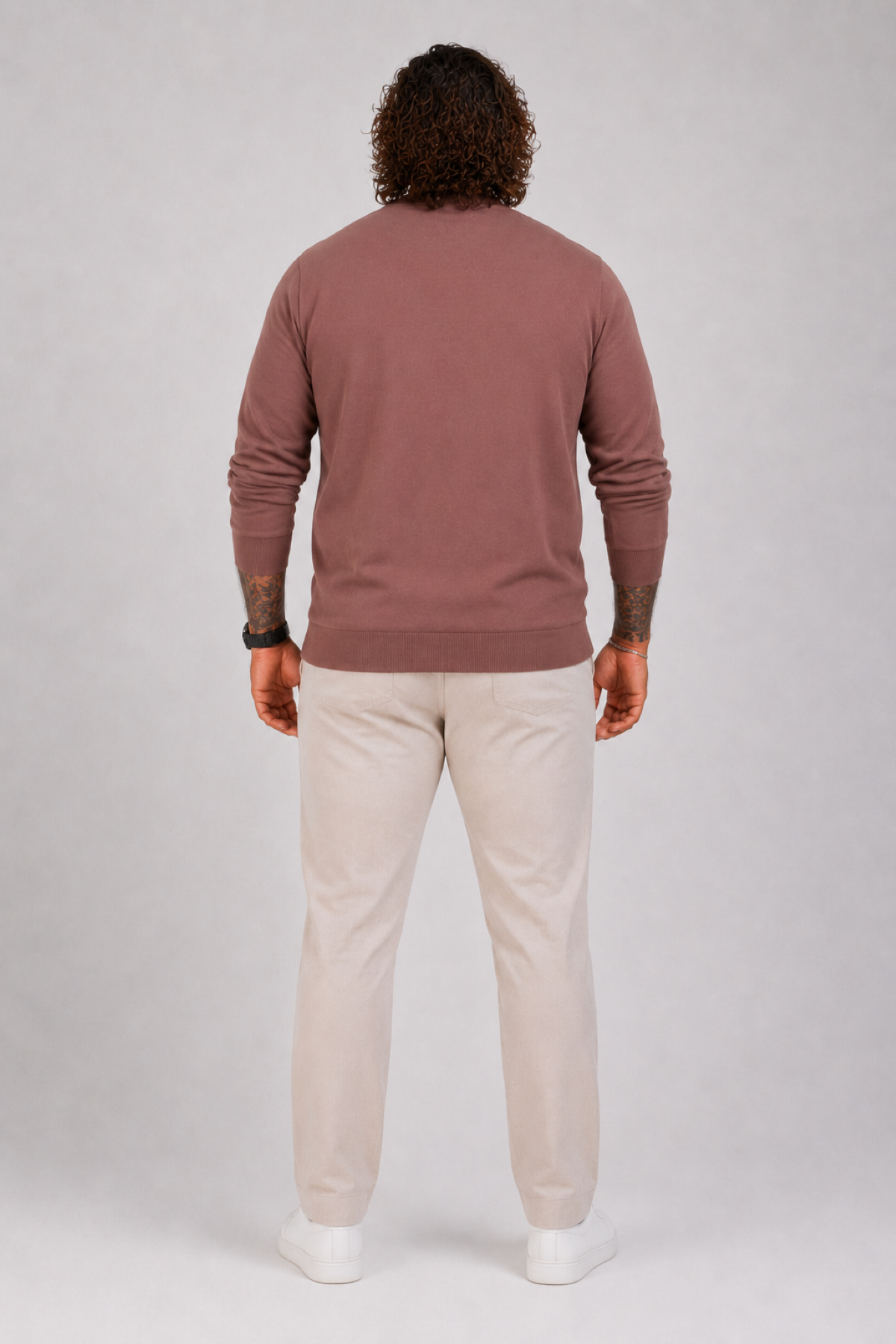 MocGrande Büyük Beden Selanik V Yaka Classic Sweat 23201 TABA