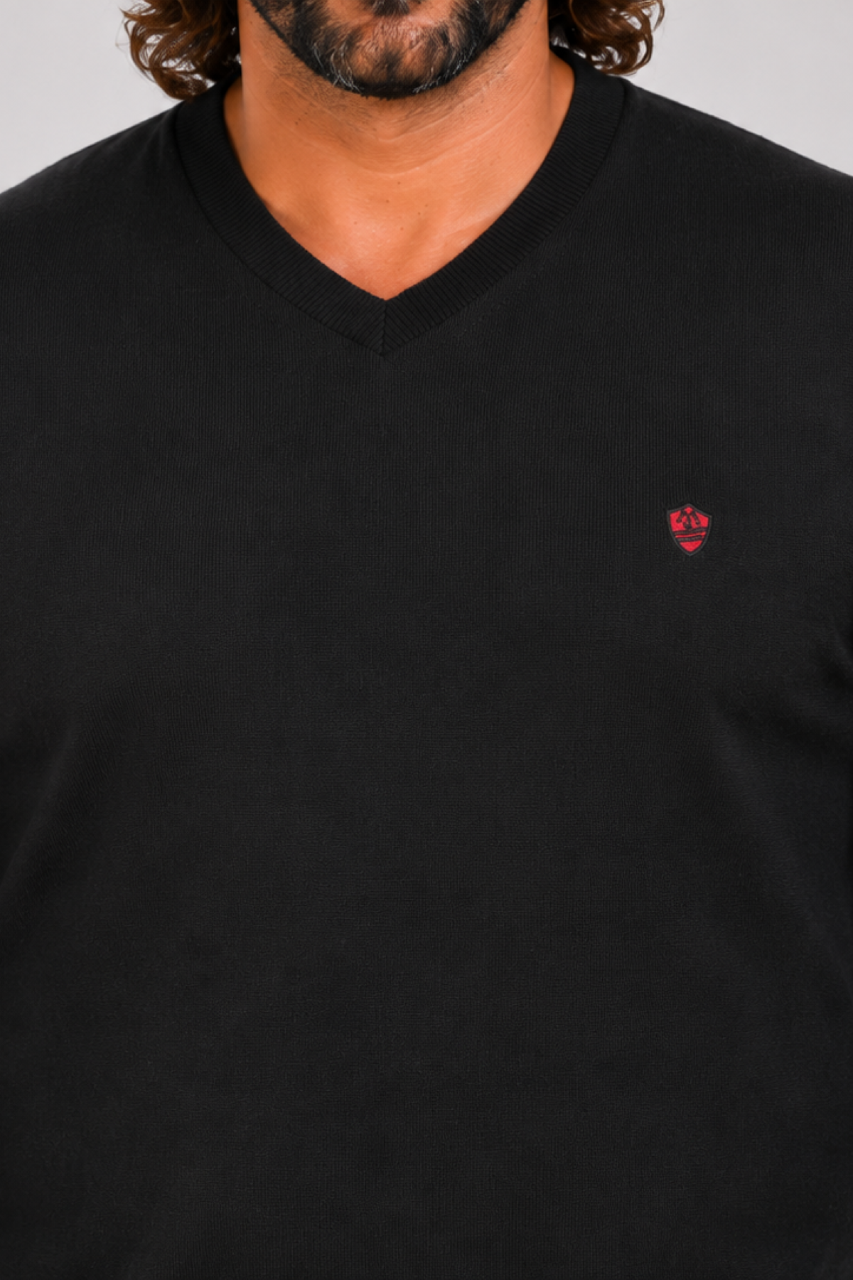 MocGrande Büyük Beden Selanik V Yaka Classic Sweat 23201 SIYAH