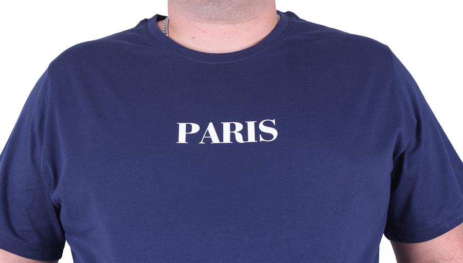 Mocgrande Büyük Beden Sıfır Yaka Tişört Paris 23105 Marin