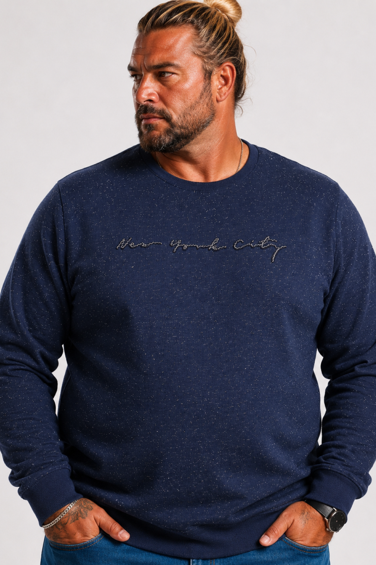 MocGrande Büyük Beden Sweat New York Cıty 22704 LACIVERT