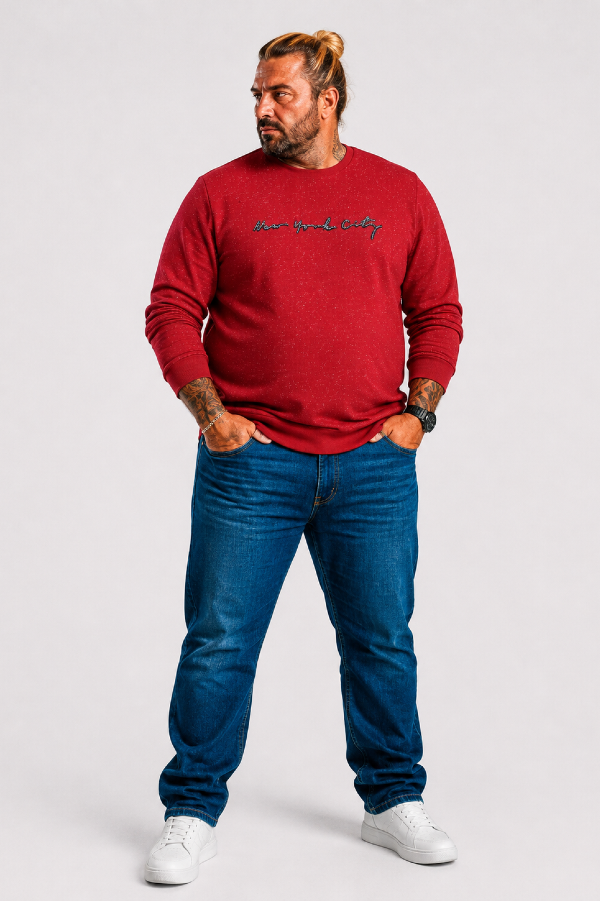 MocGrande Büyük Beden Sweat New York Cıty 22704 BORDO
