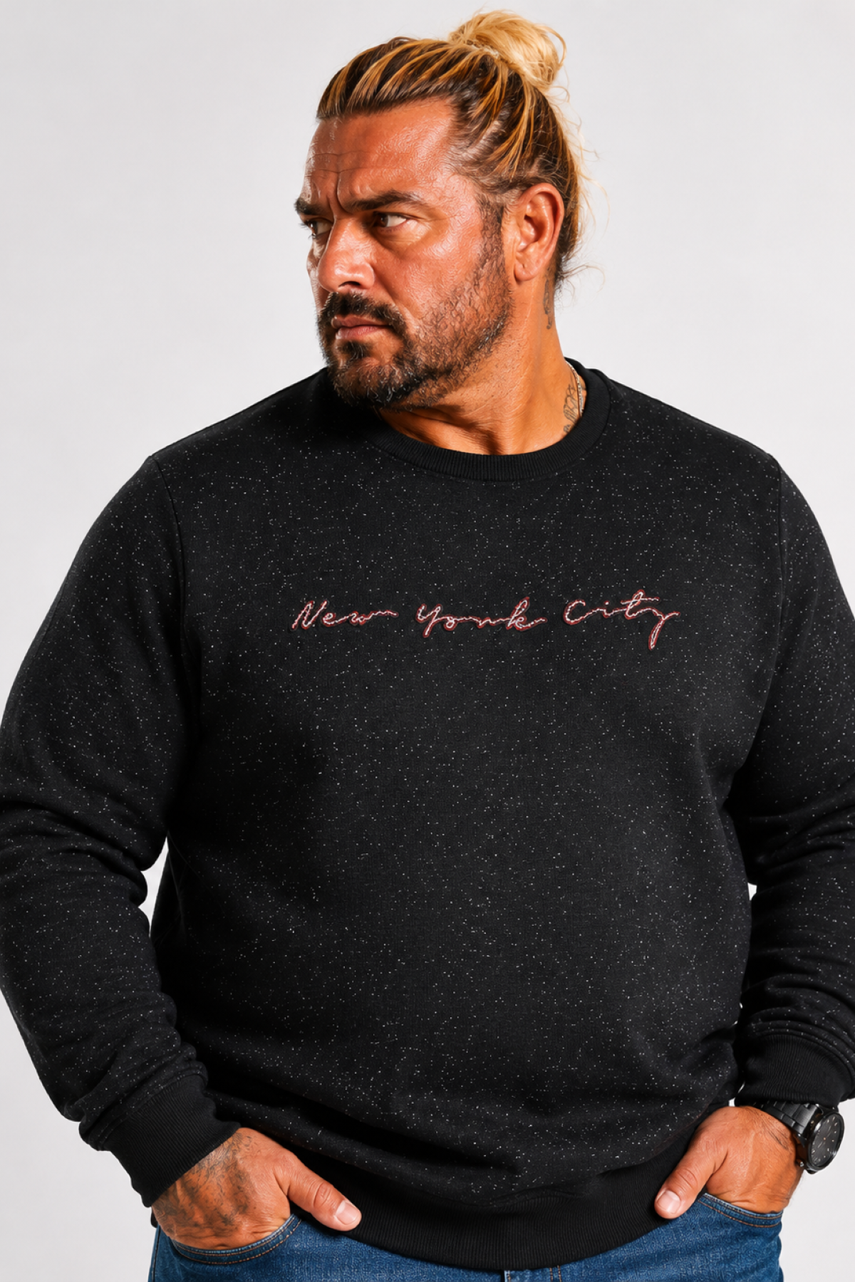 MocGrande Büyük Beden Sweat New York Cıty 22704 SIYAH
