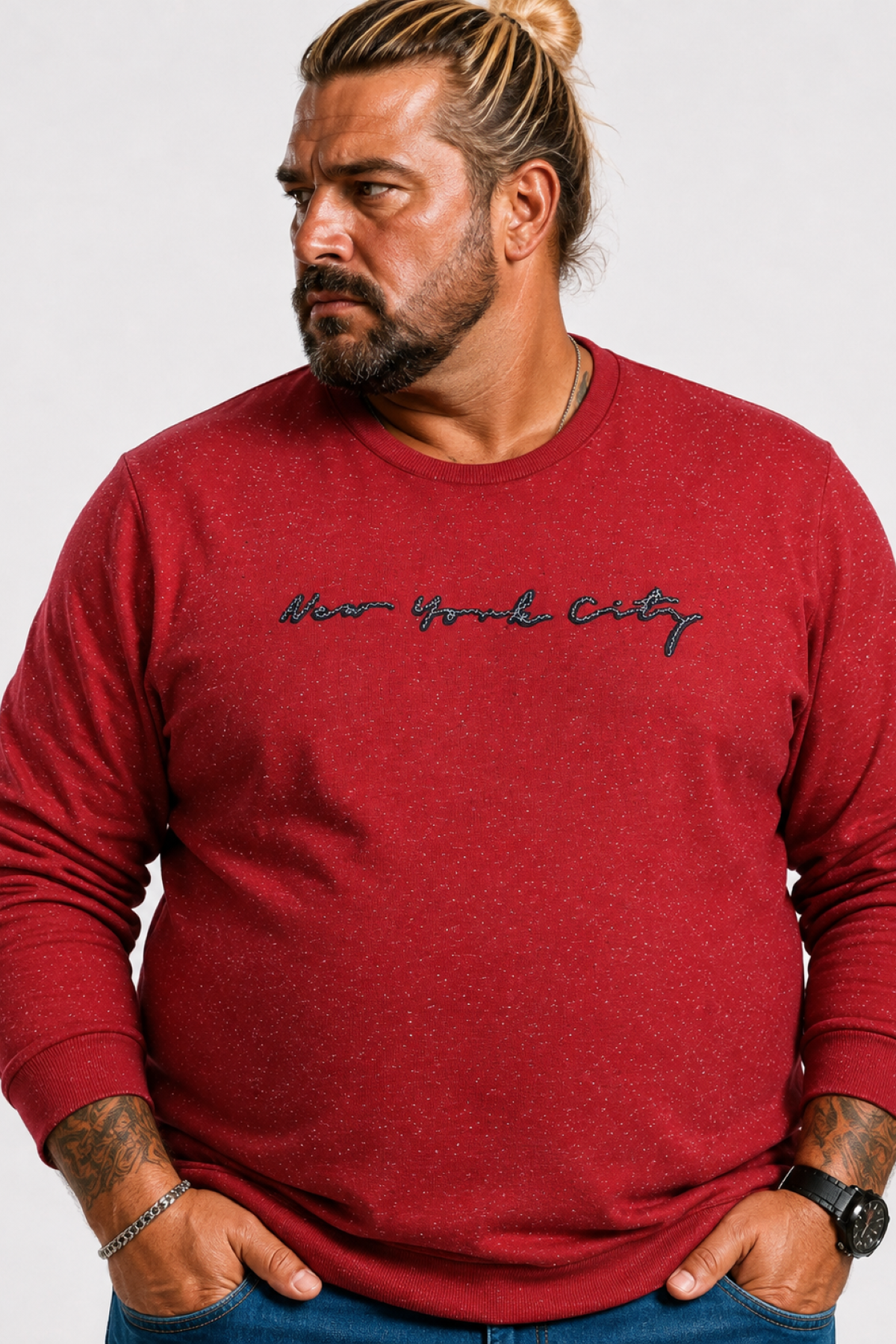 MocGrande Büyük Beden Sweat New York Cıty 22704 BORDO