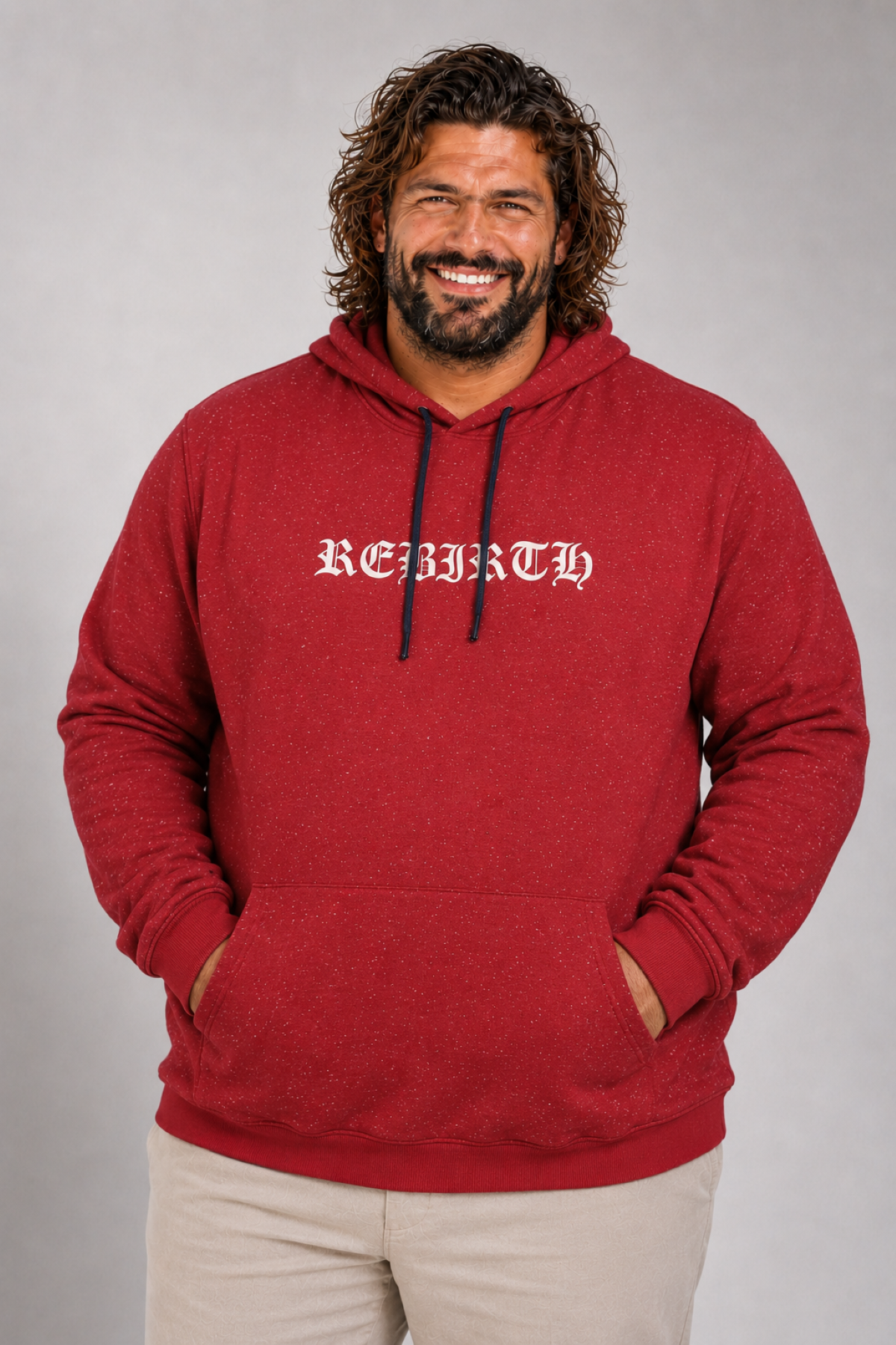 MocGrande Büyük Beden Sweatshirt Kapşonlu Rebirth 22701 BORDO