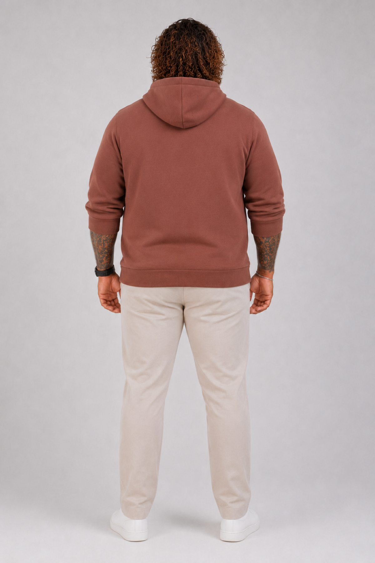 Mocgrande Büyük Beden Unisex Kapüşonlu 3ip Sweat 11701 TABA