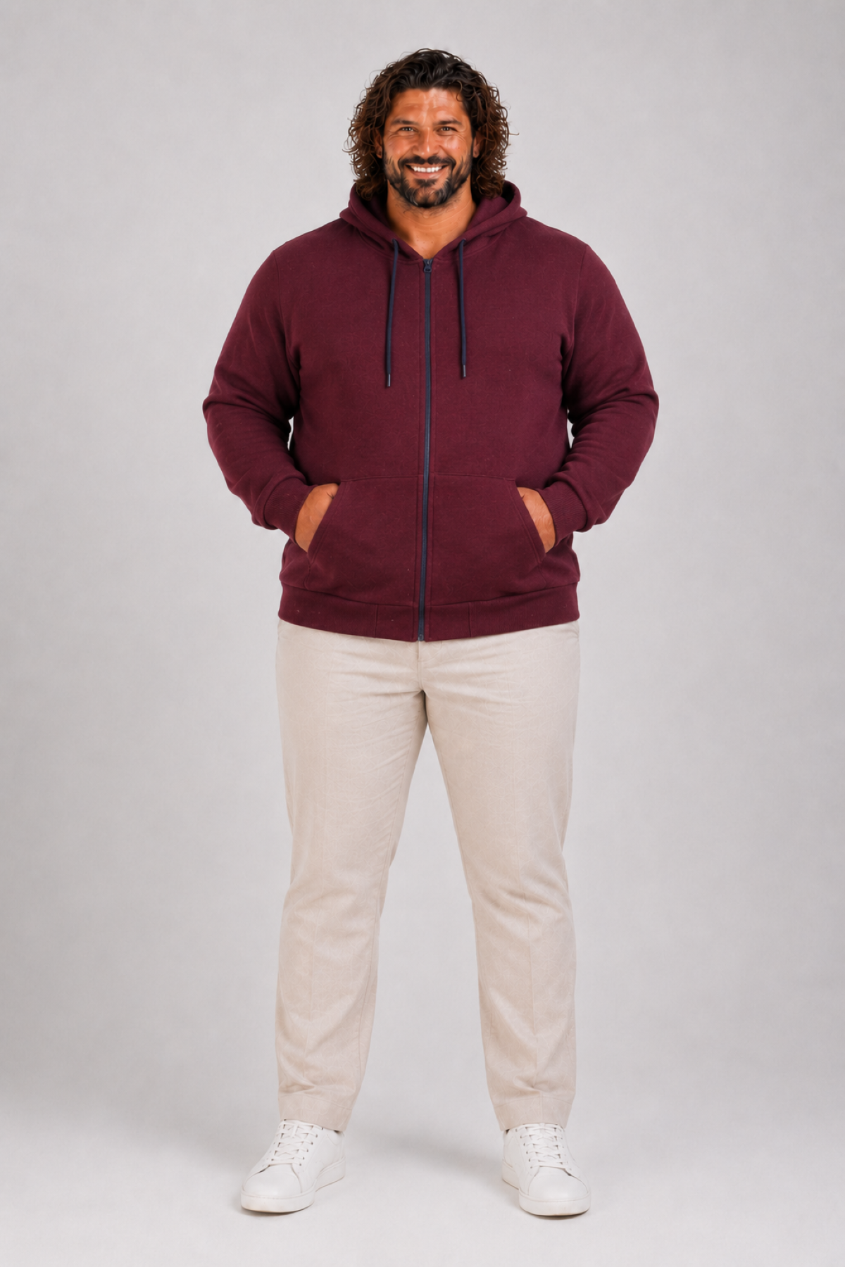 Mocgrande Büyük Beden Unisex Kapüşonlu 3ip Sweat 11701 MURDUM
