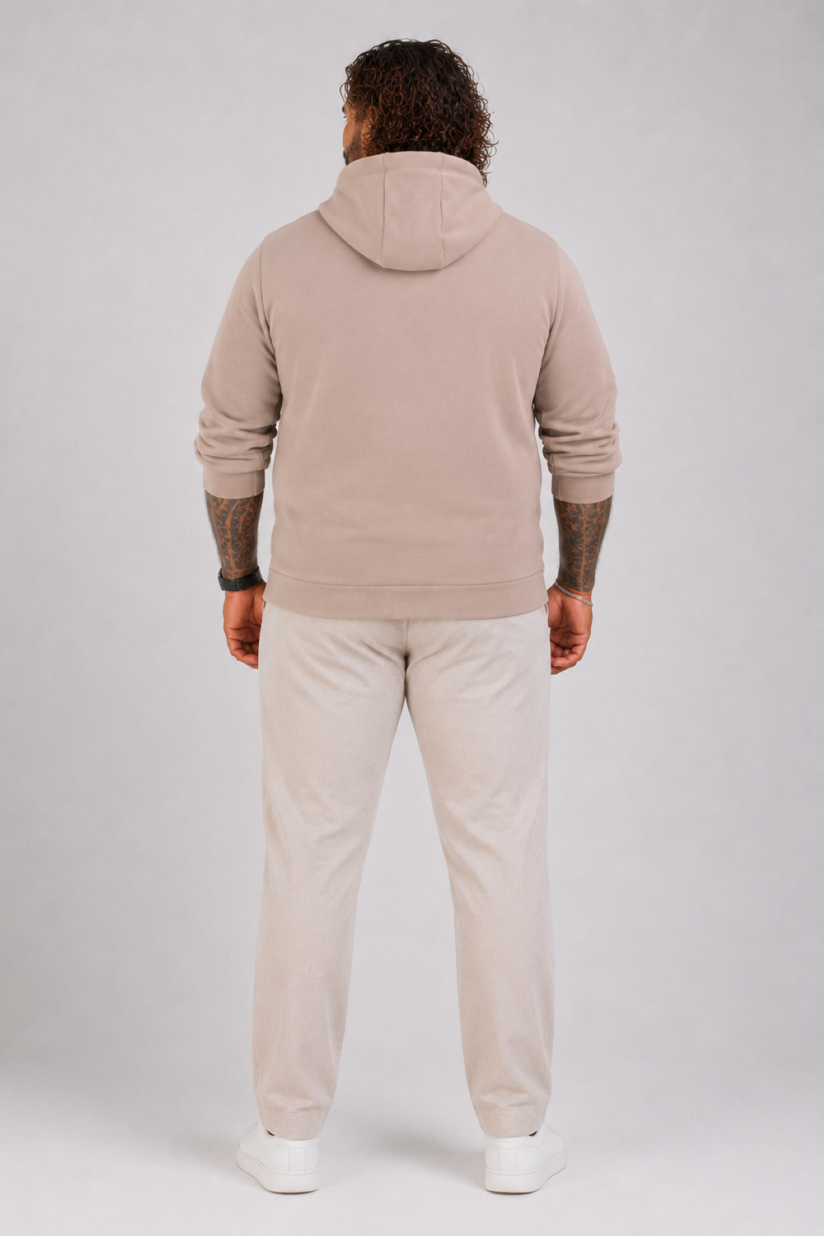 Mocgrande Büyük Beden Unisex Kapüşonlu 3ip Sweat 11701 TOPRAK