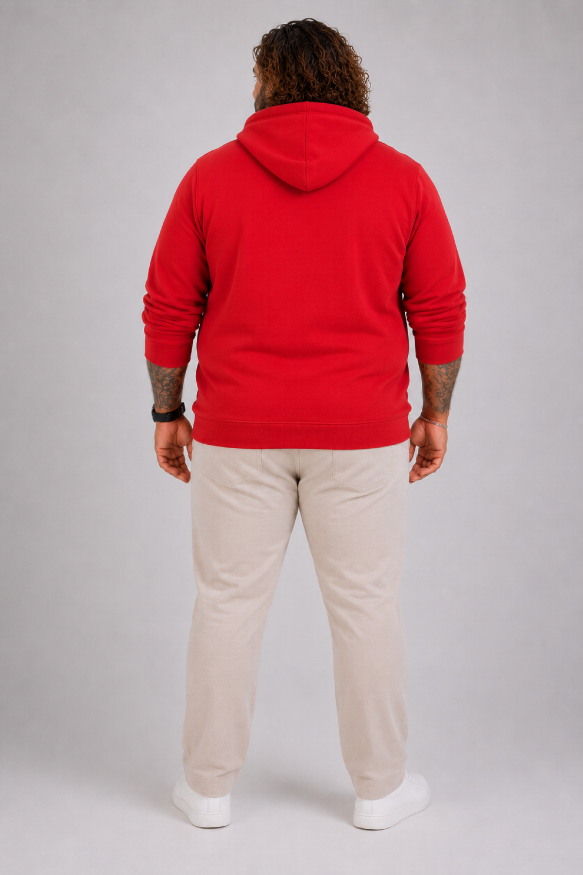 Mocgrande Büyük Beden Unisex Kapüşonlu 3ip Sweat 11701 KIRMIZI