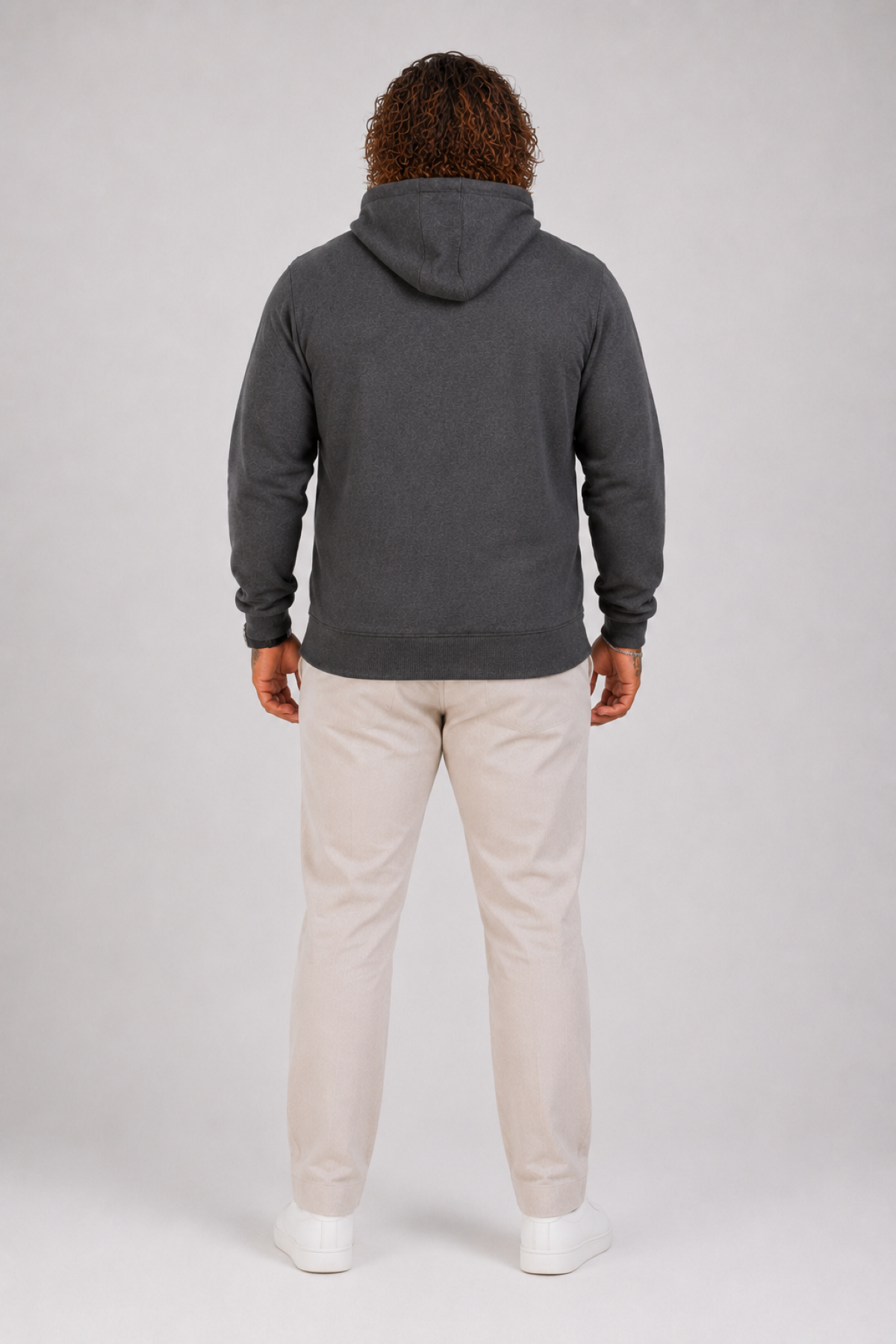 Mocgrande Büyük Beden Unisex Kapüşonlu 3ip Sweat 11701 ANTRASİT MELANJ