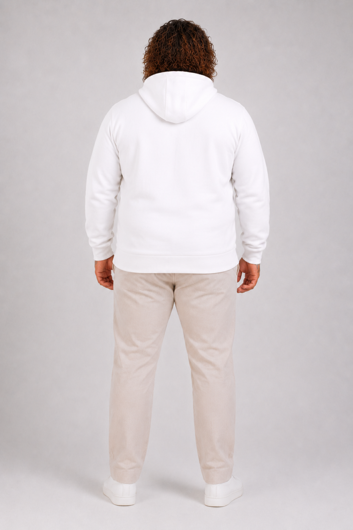 Mocgrande Büyük Beden Unisex Kapüşonlu 3ip Sweat 11701 EKRU