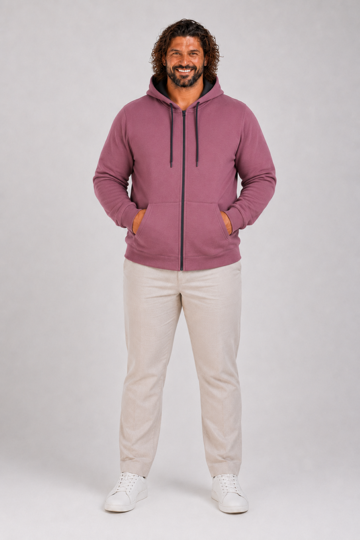 Mocgrande Büyük Beden Unisex Kapüşonlu 3ip Sweat 11701 Eflatun