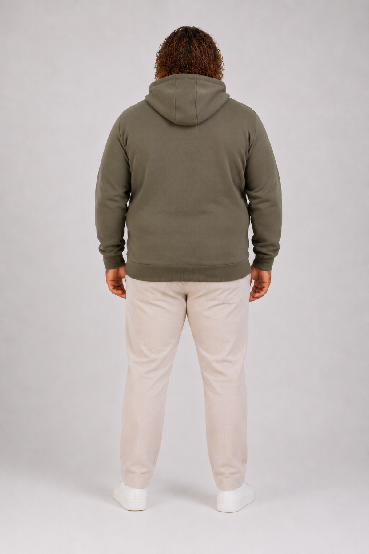 Mocgrande Büyük Beden Unisex Kapüşonlu 3ip Sweat 11701 HAKI