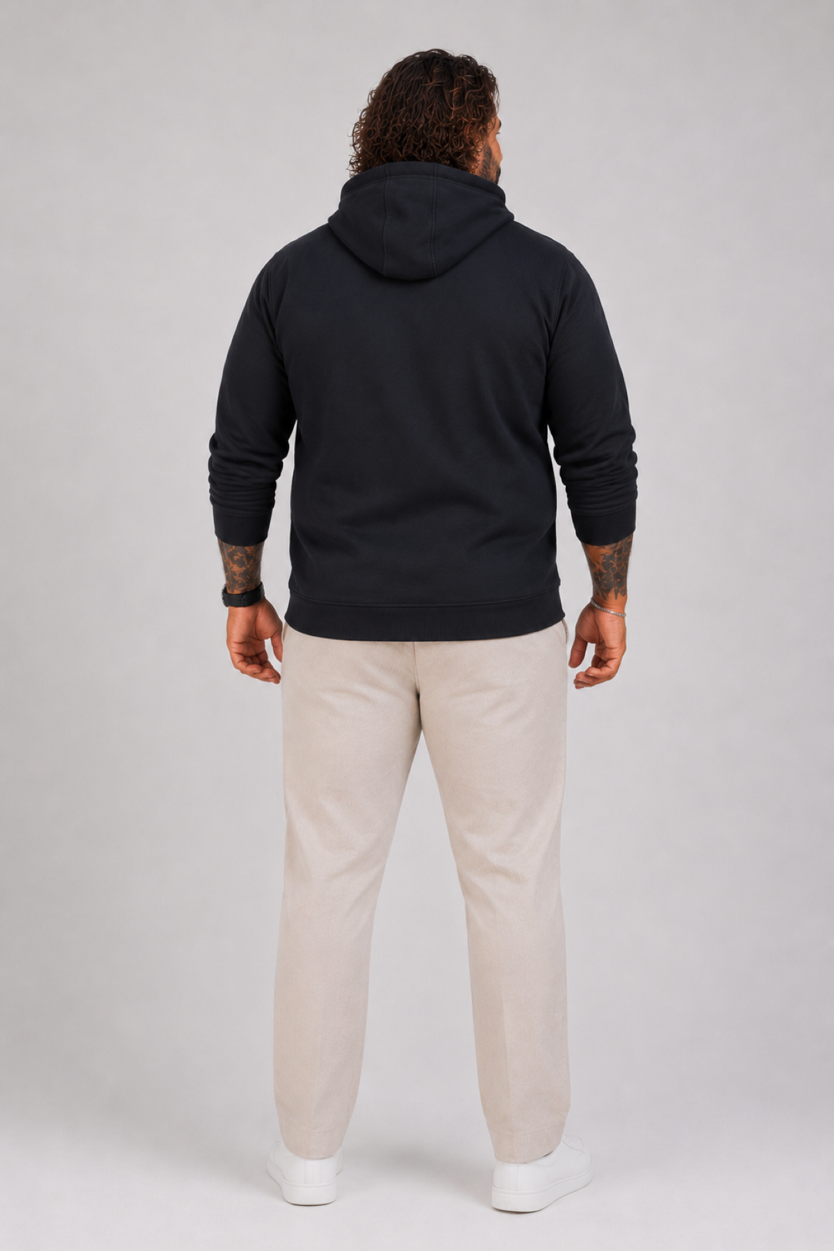 Mocgrande Büyük Beden Unisex Kapüşonlu 3ip Sweat 11701 LACIVERT