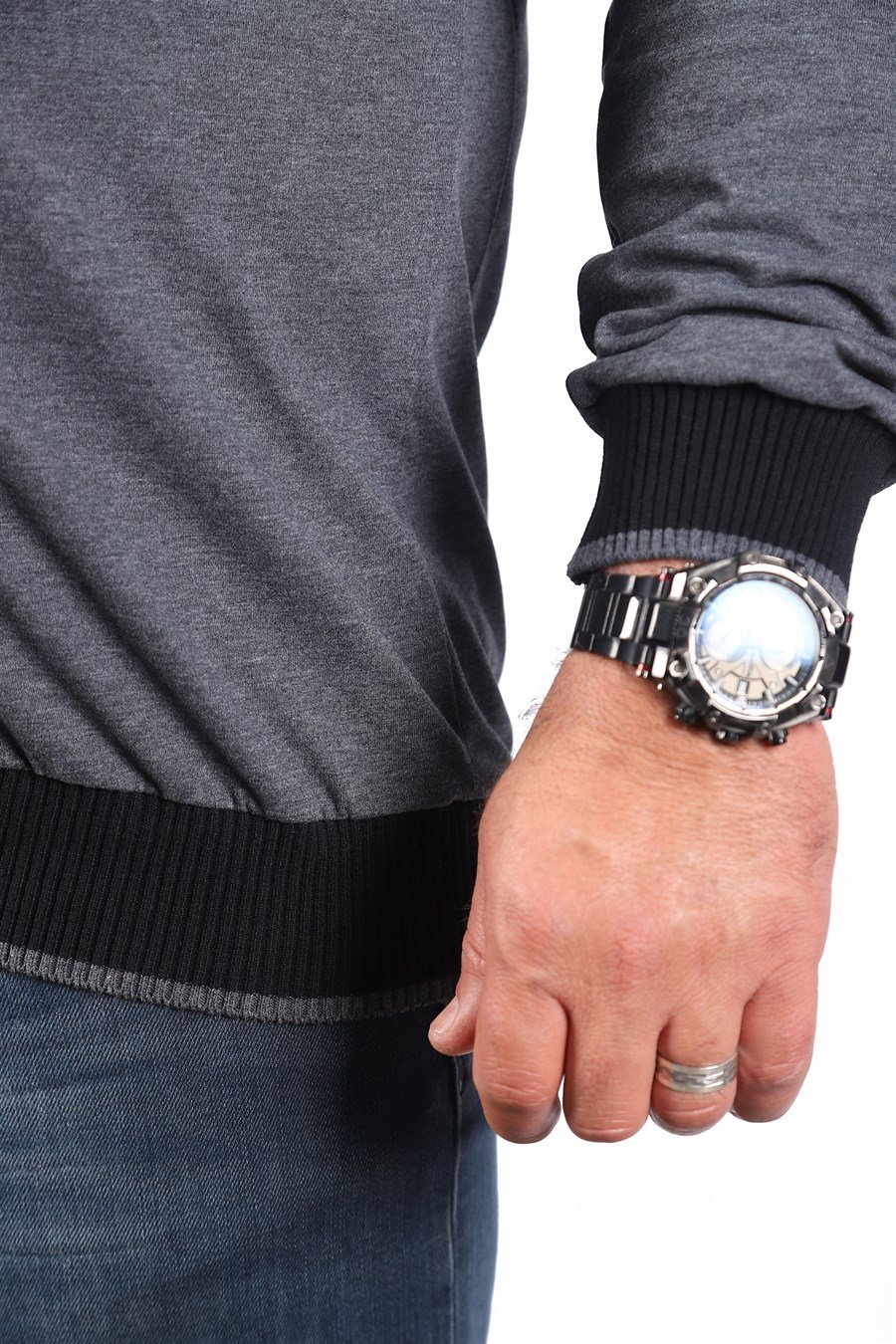 Mocgrande Büyük Beden Uzun Kol Tişört 22729 ANTRASIT