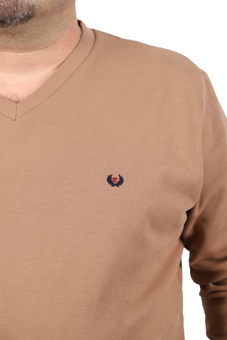 MocGrande Büyük Beden V Yaka Double Face Basic 22720