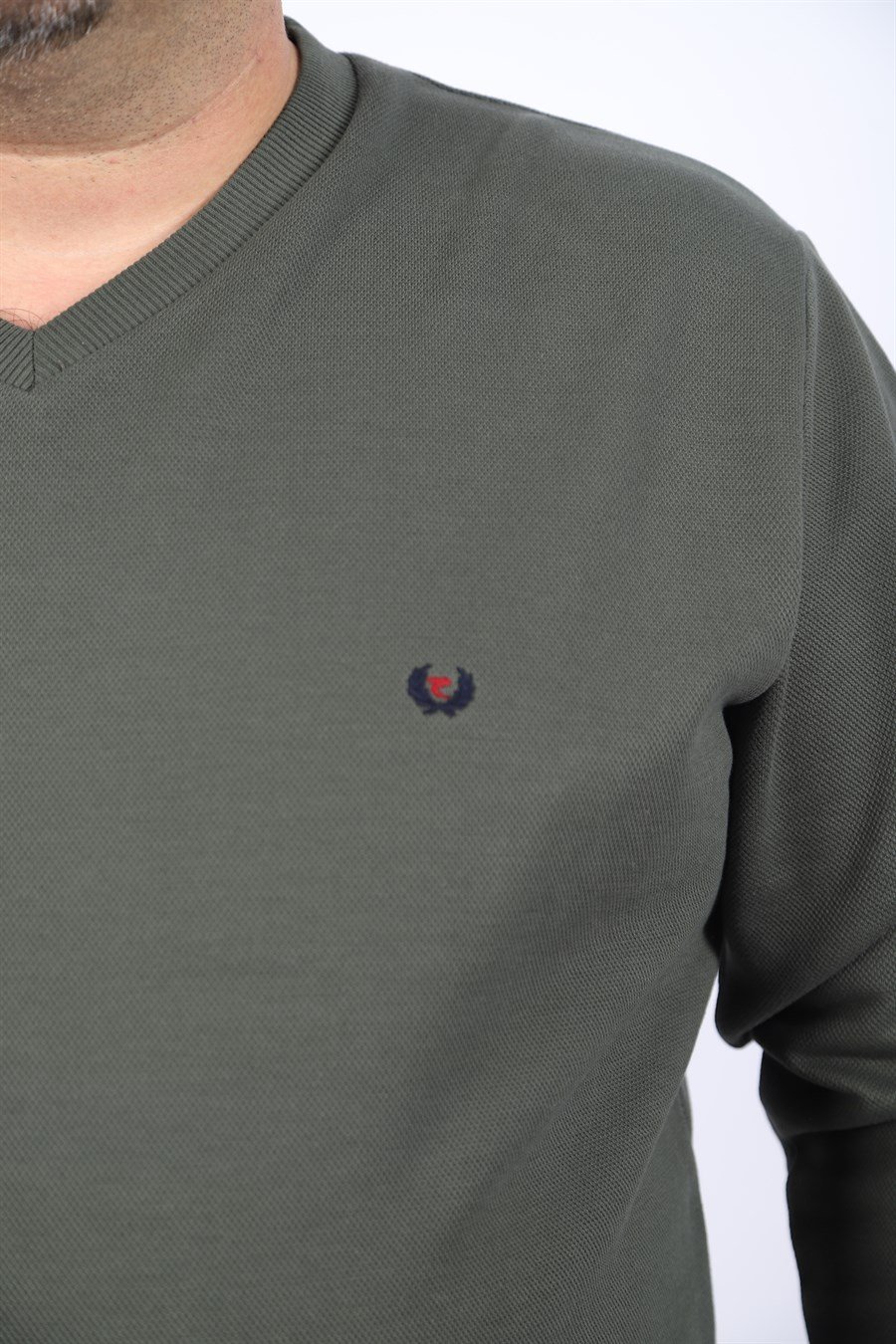 MocGrande Büyük Beden V Yaka Double Face Basic 22720