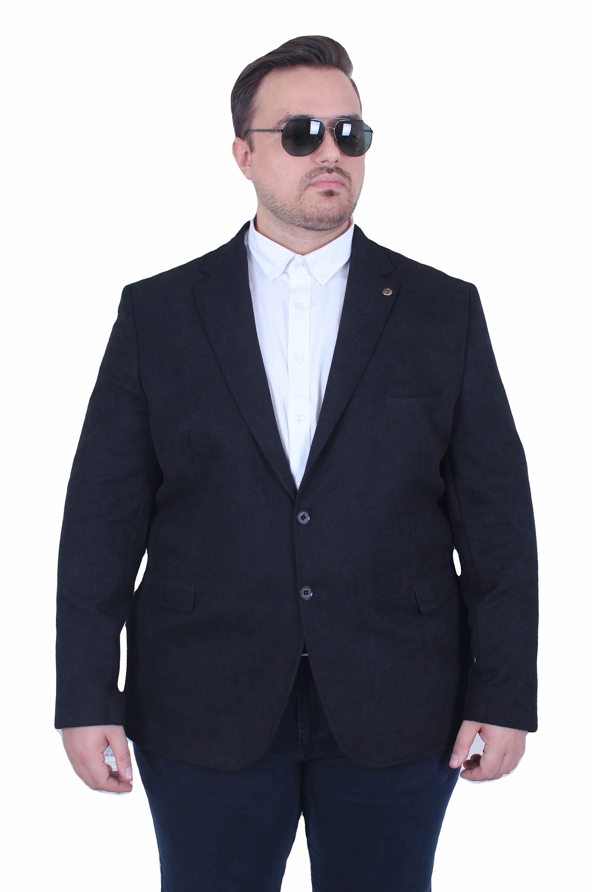Mocgrande Erkek Büyük Beden 4 Drop Blazer Şönili Ceket 500602 SIYAH