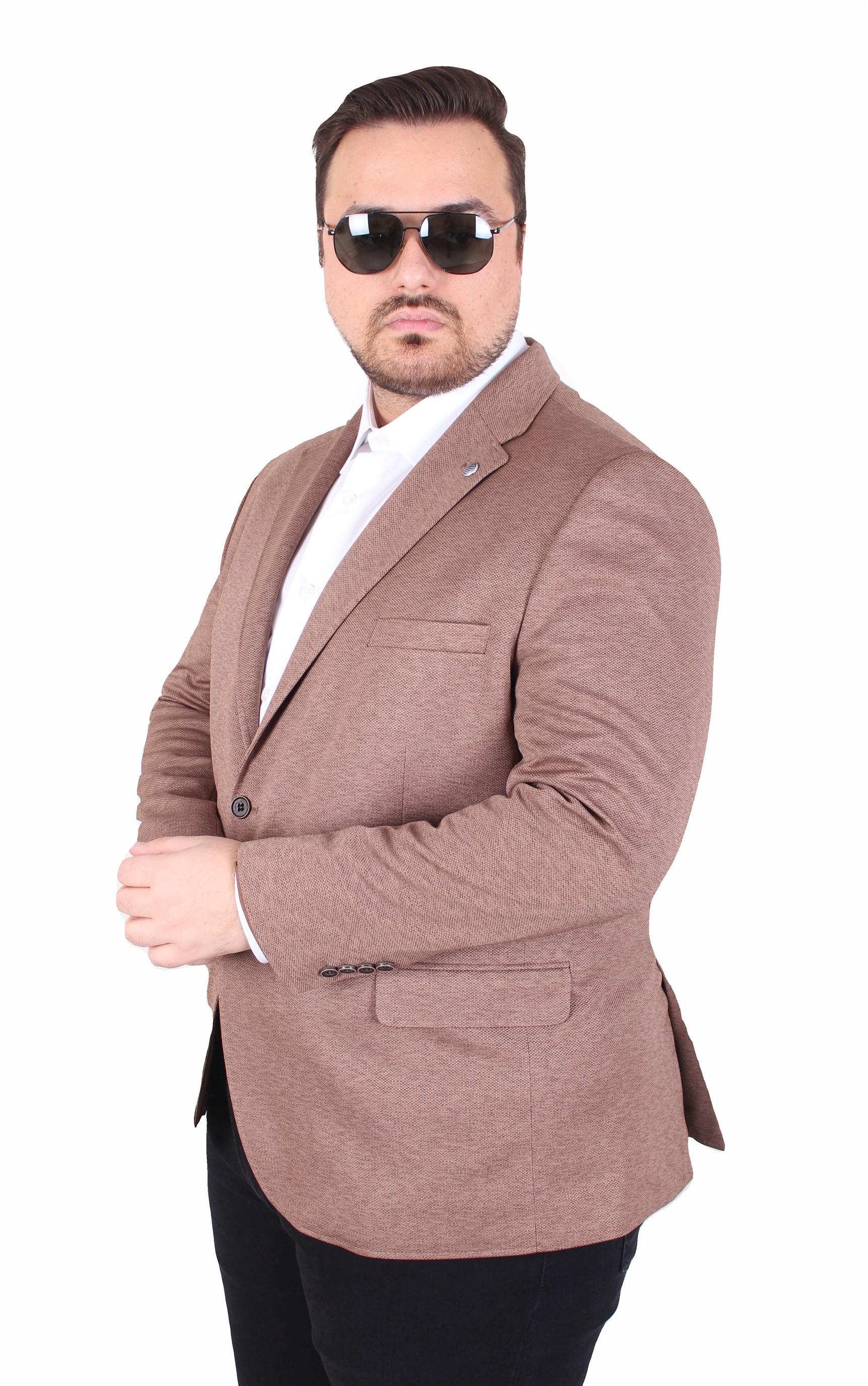 Mocgrande Erkek Büyük Beden 4 Drop Blazer Zaha Ceket 500603 Vizon