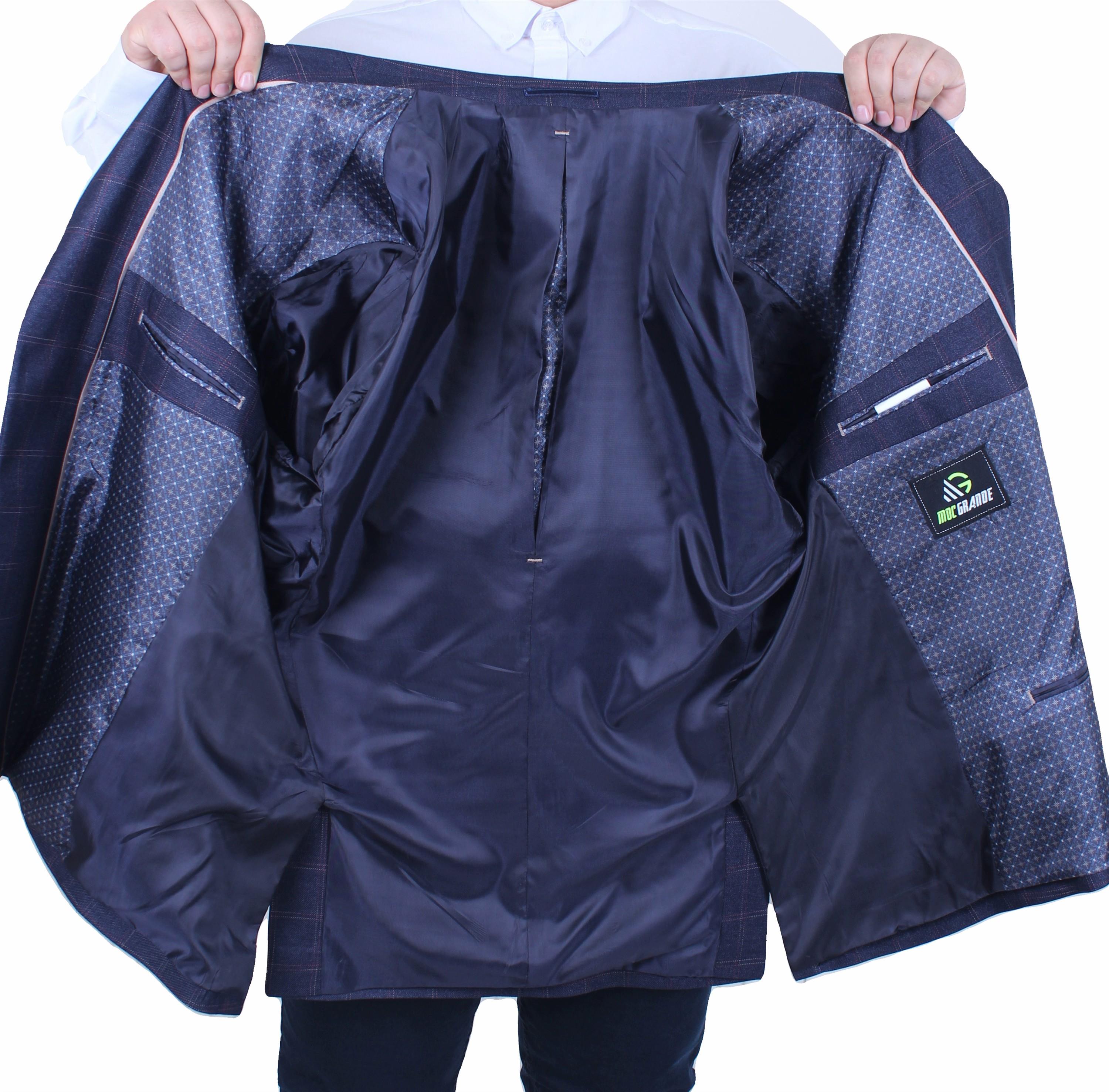 Mocgrande Erkek Büyük Beden 4 Drop Blazer Ekose Ceket 500605 LACIVERT