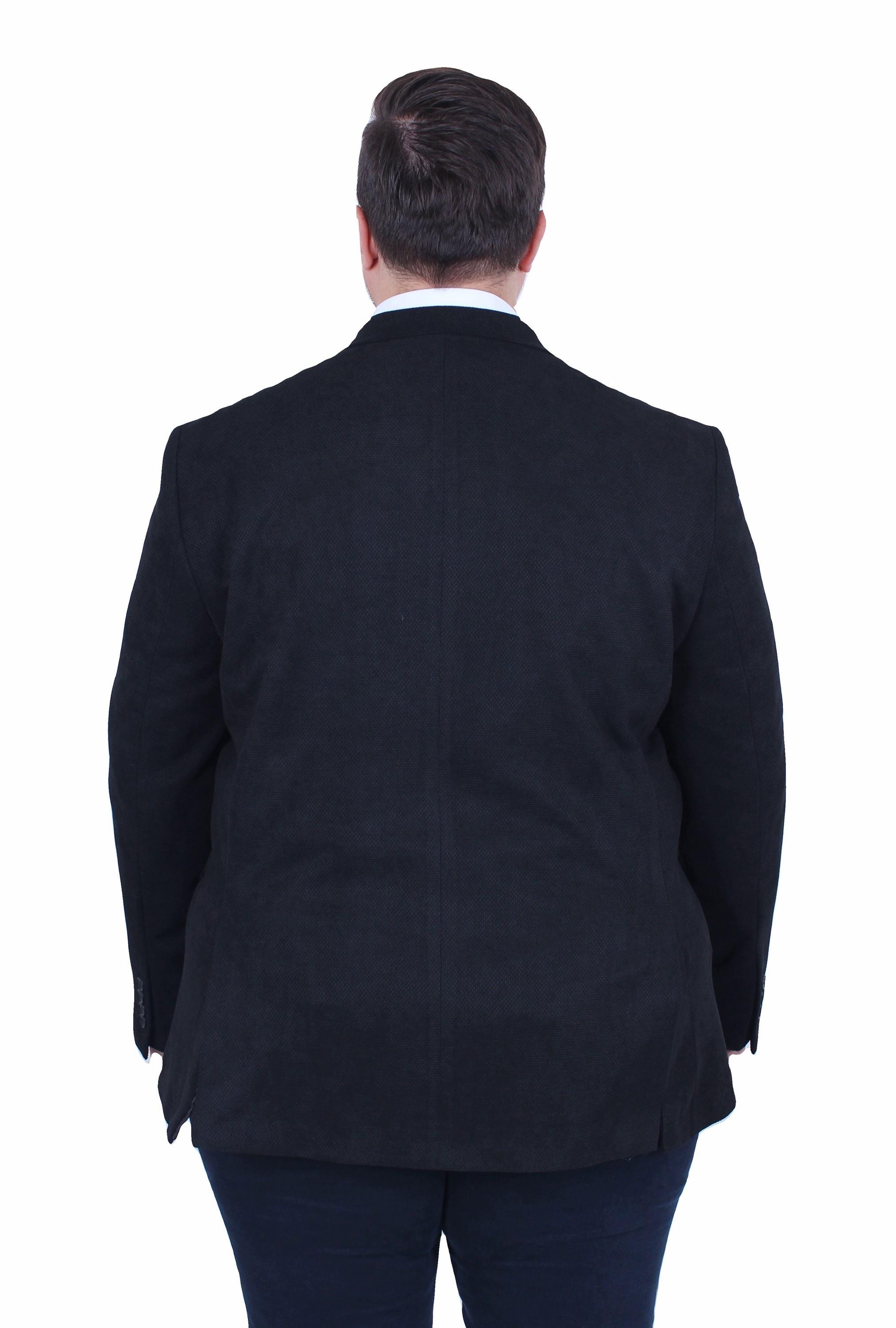 Mocgrande Erkek Büyük Beden 4 Drop Blazer Şönili Ceket 500602 SIYAH