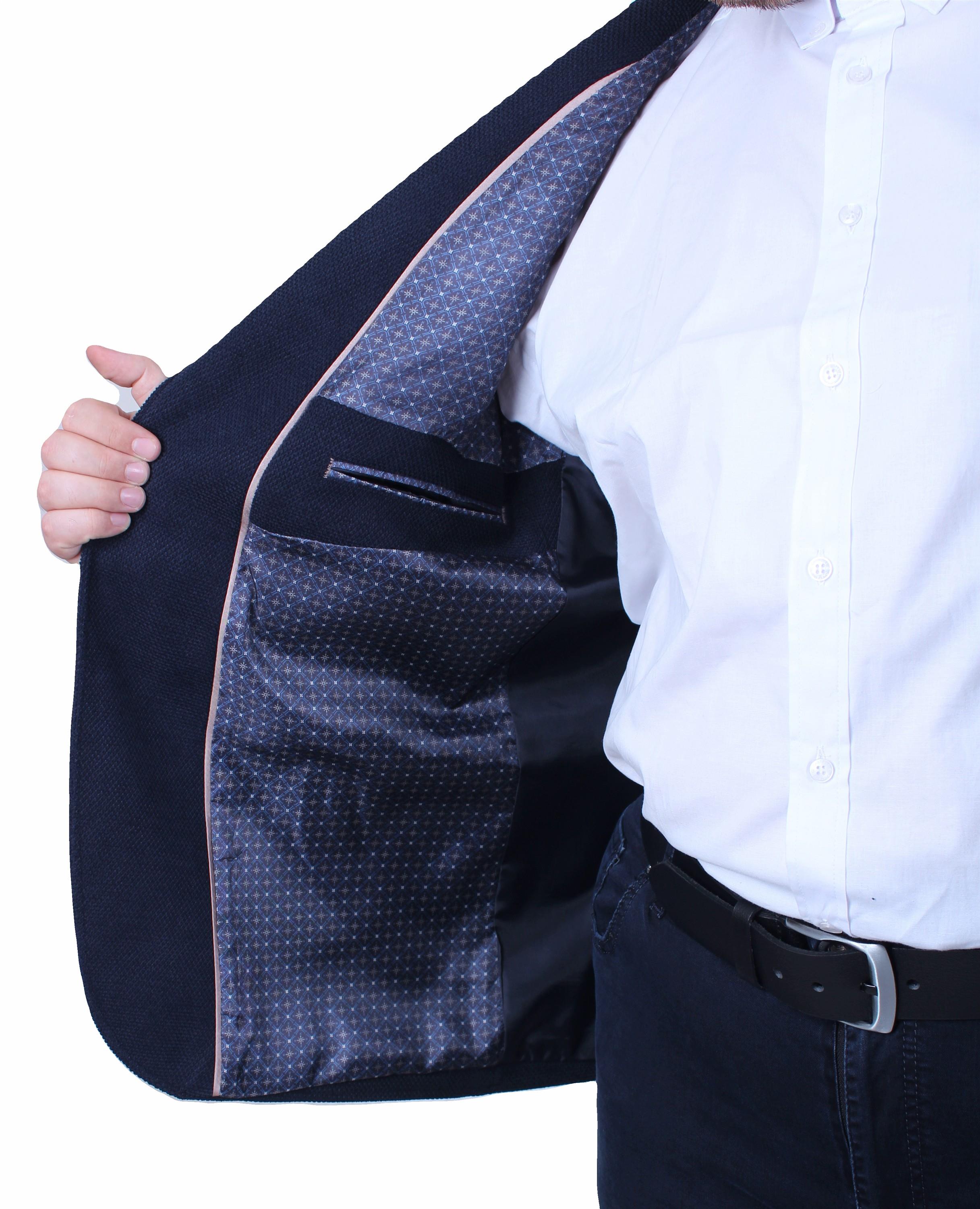 Mocgrande Erkek Büyük Beden 4 Drop Blazer Şönili Ceket 500602 LACIVERT