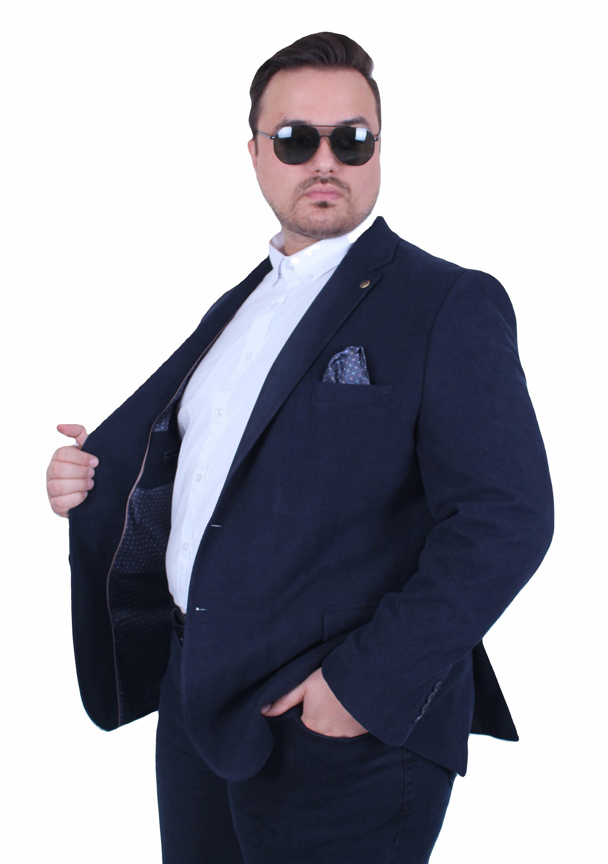 Mocgrande Erkek Büyük Beden 4 Drop Blazer Şönili Ceket 500602 LACIVERT