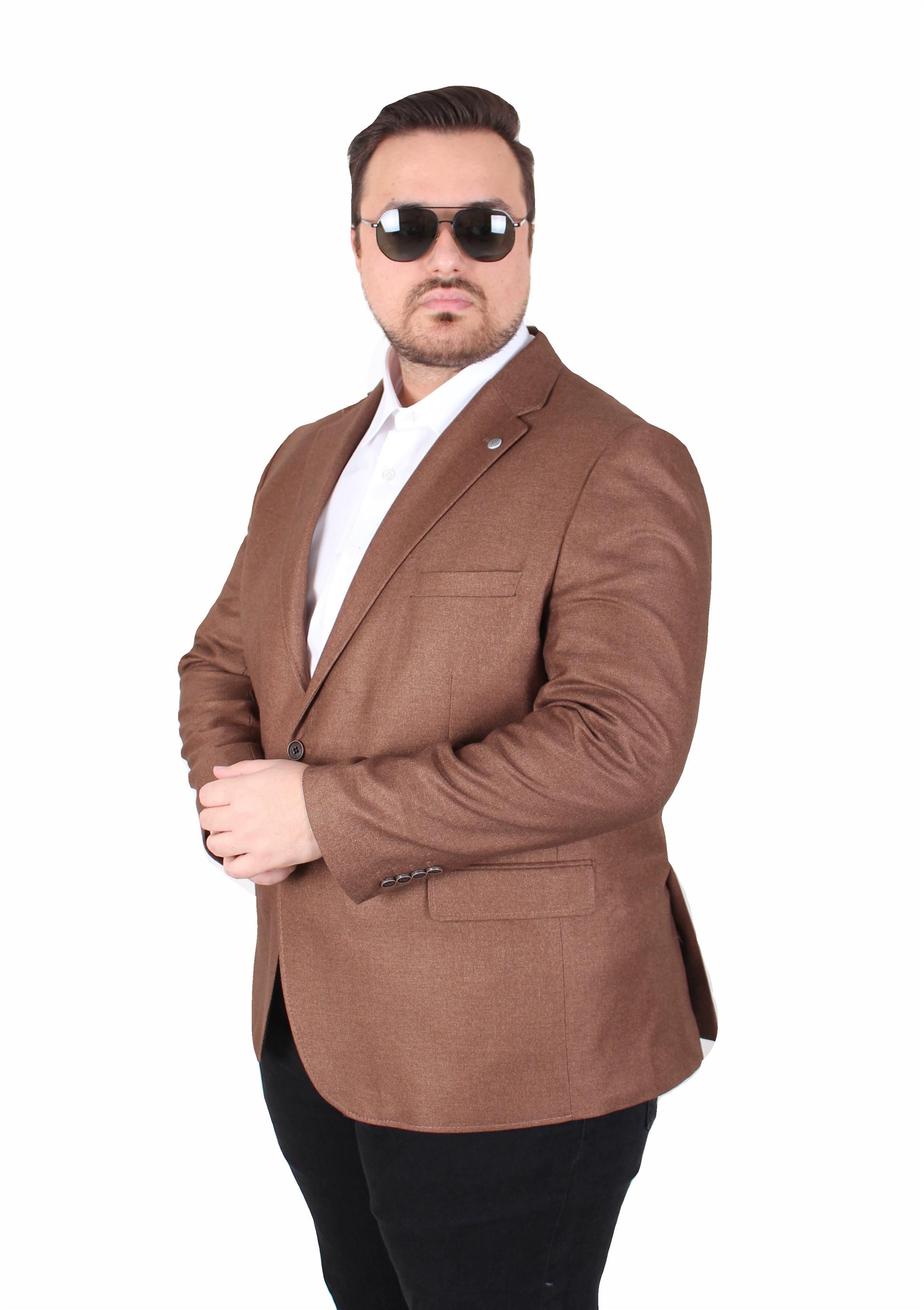 Mocgrande Erkek Büyük Beden 4 Drop Blazer Oskar Ceket 500607 TABA