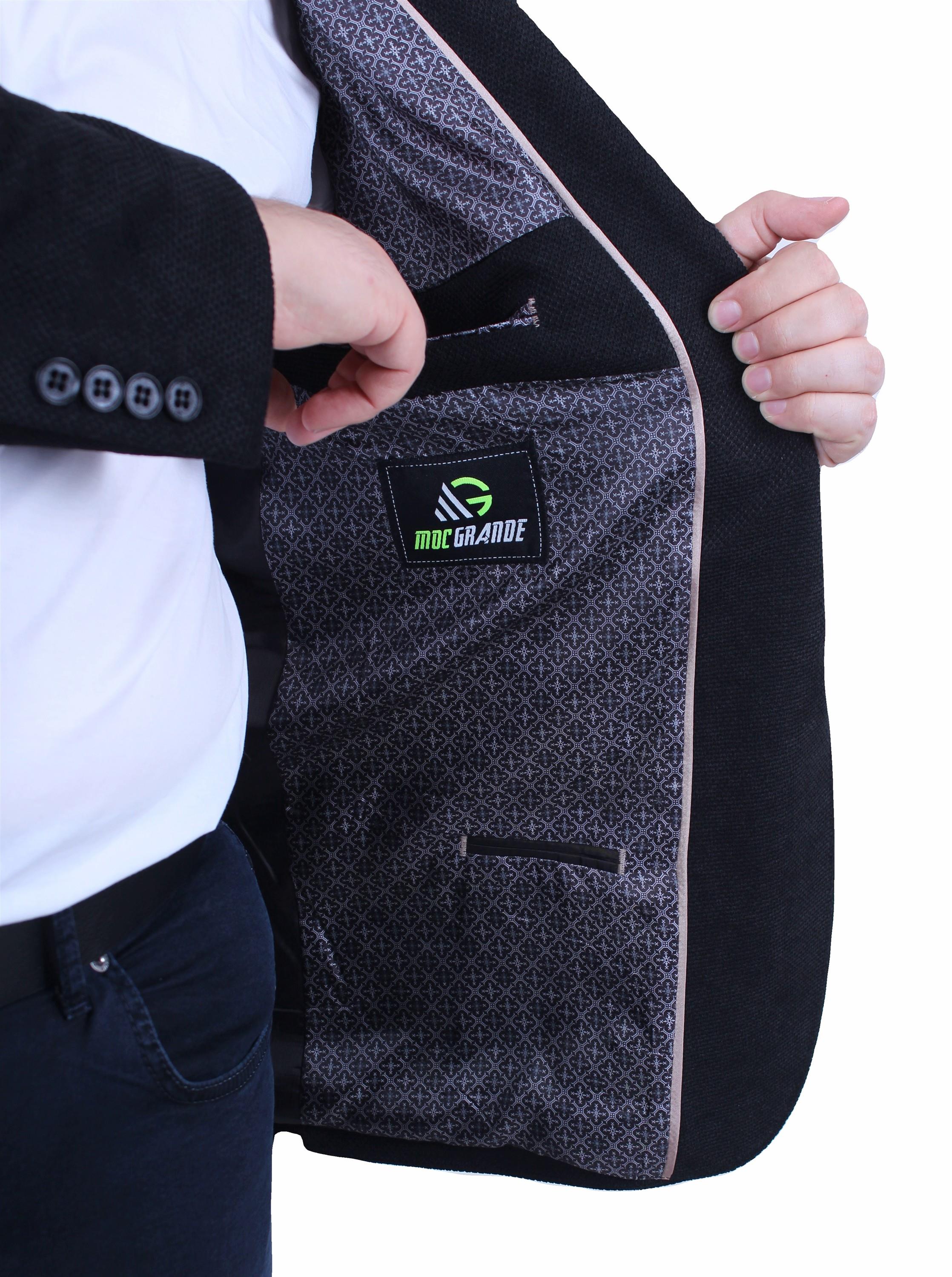 Mocgrande Erkek Büyük Beden 4 Drop Blazer Şönili Ceket 500602 SIYAH