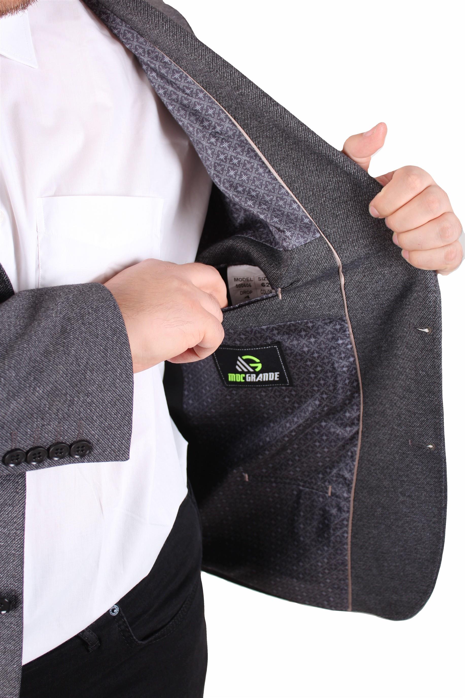 Mocgrande Erkek Büyük Beden 4 Drop Blazer Sedef Ceket 500606 SIYAH